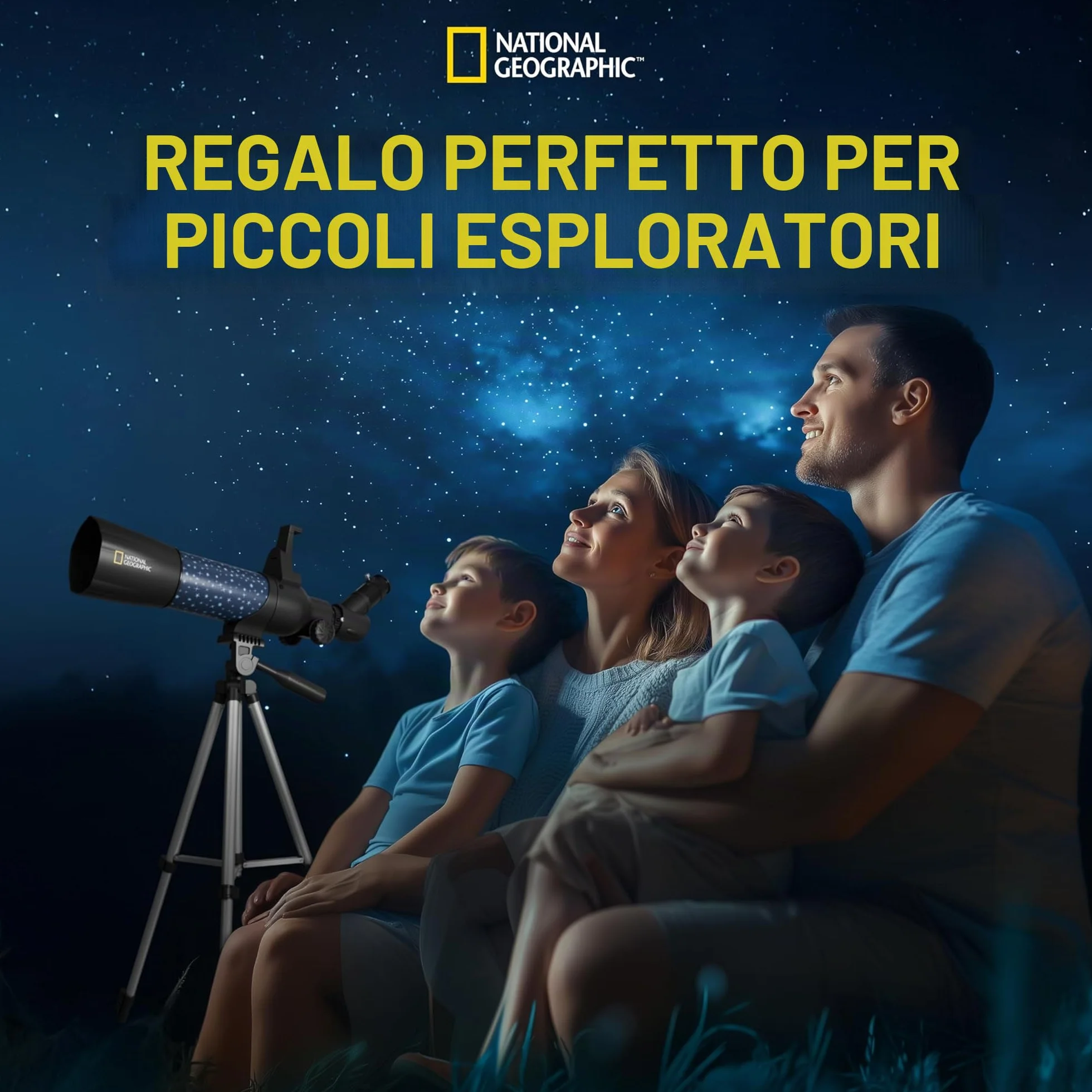 National Geographic smartes AR - Telescopio per bambini con treppiede, zaino, supporto per smartphone e app di realtà aumentata