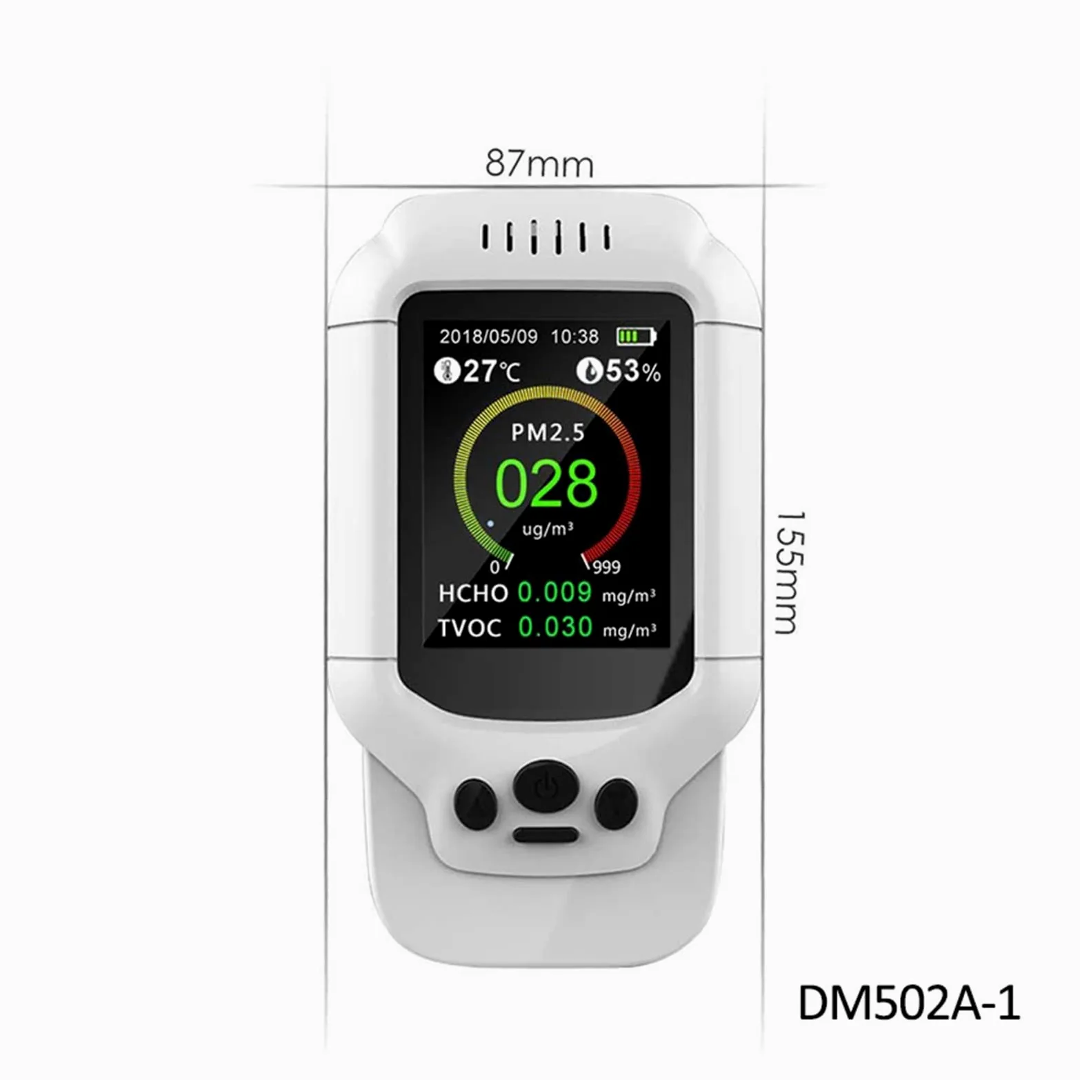 Rilevatore Gas, PM2.5/HCHO/TVOC Monitor di umidità della temperatura Tester di analisi della qualità dell'aria Analizzatore di rivelatore di gas di formaldeide ozono Misurazione per Lavoro, Casa(502O3