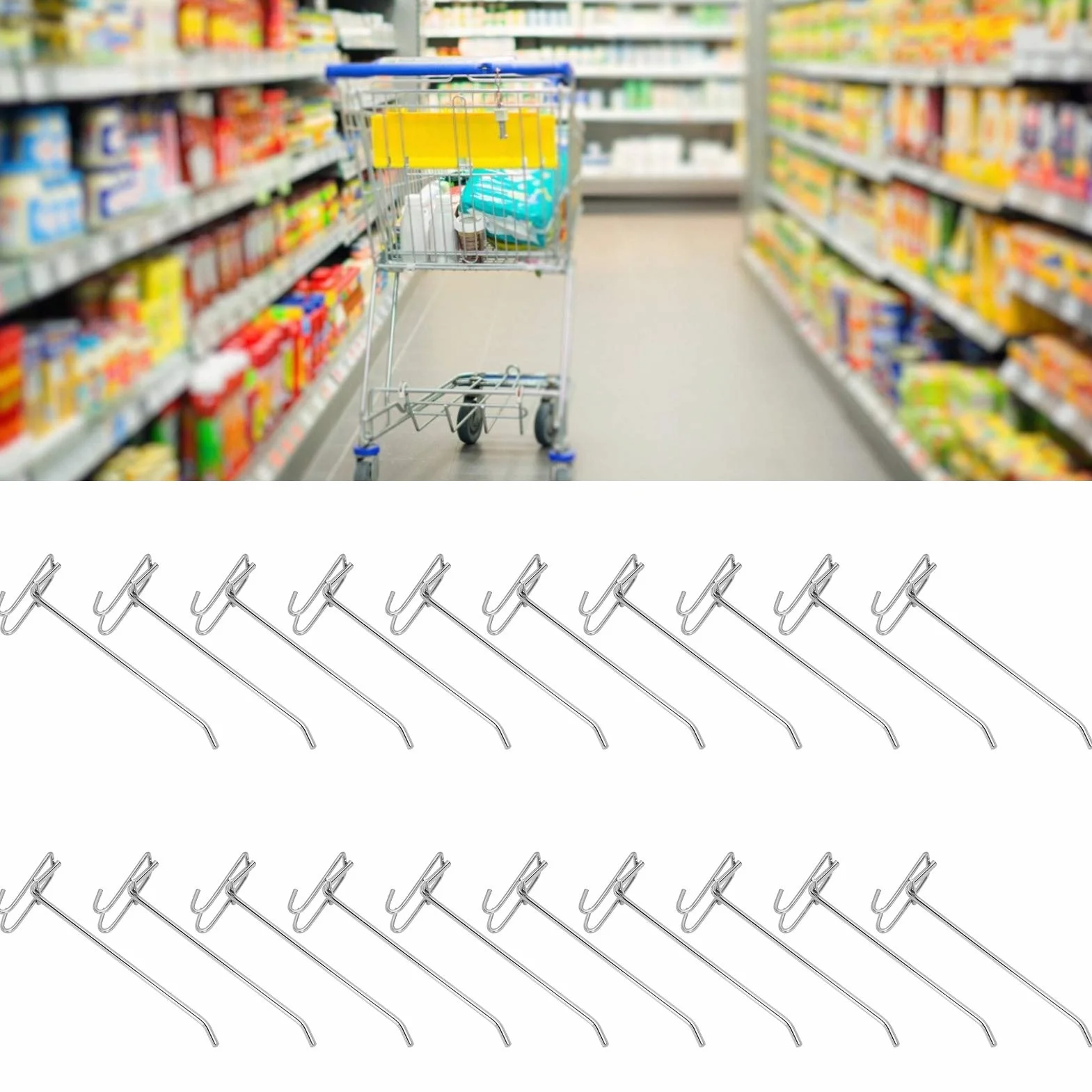 30 Pezzi Ganci per Pannello Forato, Gancio per Griglia per Scaffale in Metallo per Supermercato, Staffa da Parete per Griglia, Gancio per Visualizzazione per Pannello Forato (20cm)