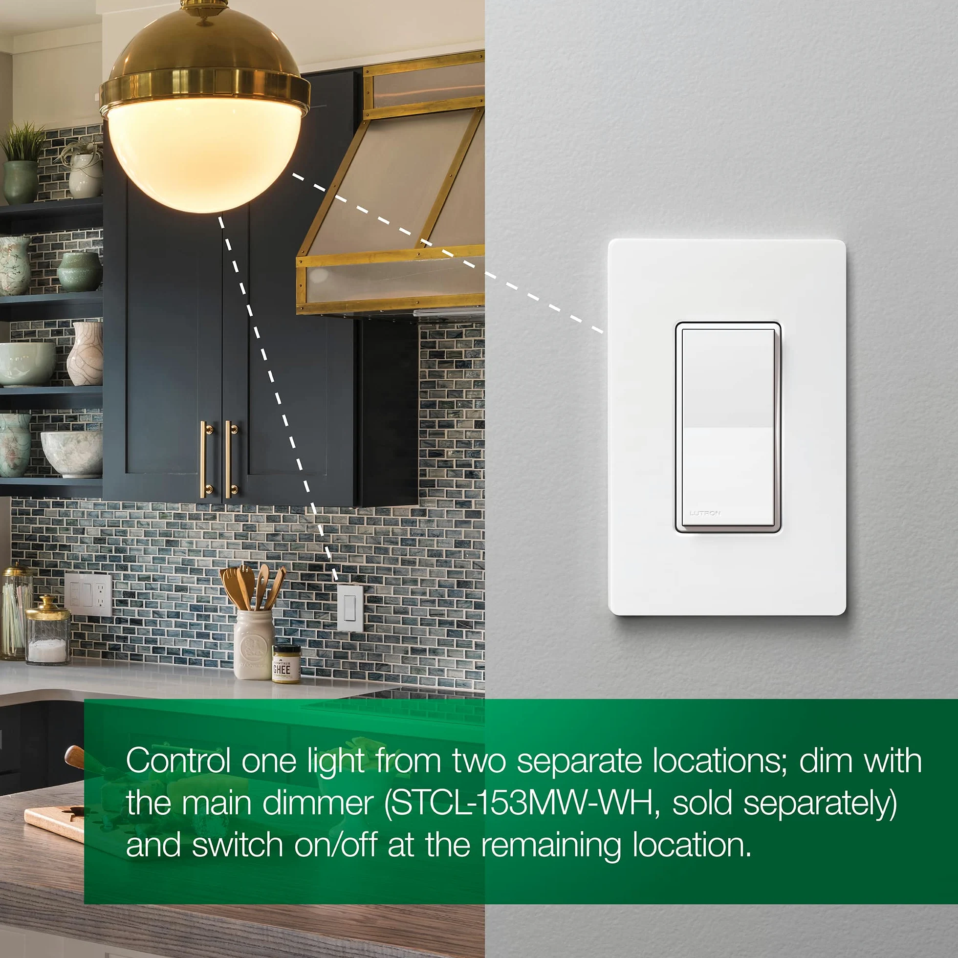 Lutron Sunnata STCL-153MS-WH, interruttore dimmer touch con tecnologia avanzata LED+ per LED e incandescenza, 3 vie/multi posizione, bianco (confezione da 6)