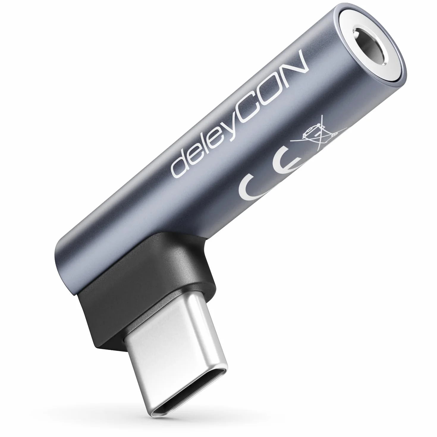 deleyCON Adattatore Audio USB-C su Jack 3,5 mm - per Cuffie, Musica, Chiamate e Microfono - Compatibile con Smartphone, Tablet, Headset e Speaker - per iPhone 17/16/15, iPad, Galaxy S25/S24/A16/A56