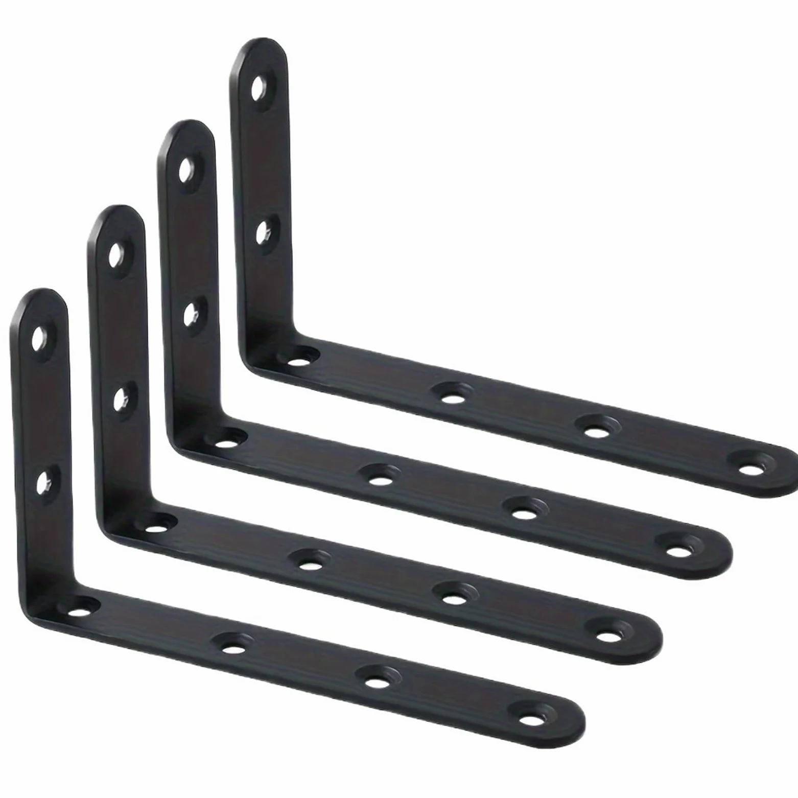 Staffe A L Supporto angolare in acciaio nero for impieghi gravosi da 5"x3" for mobili, scaffalature e finiture di(4pcs)