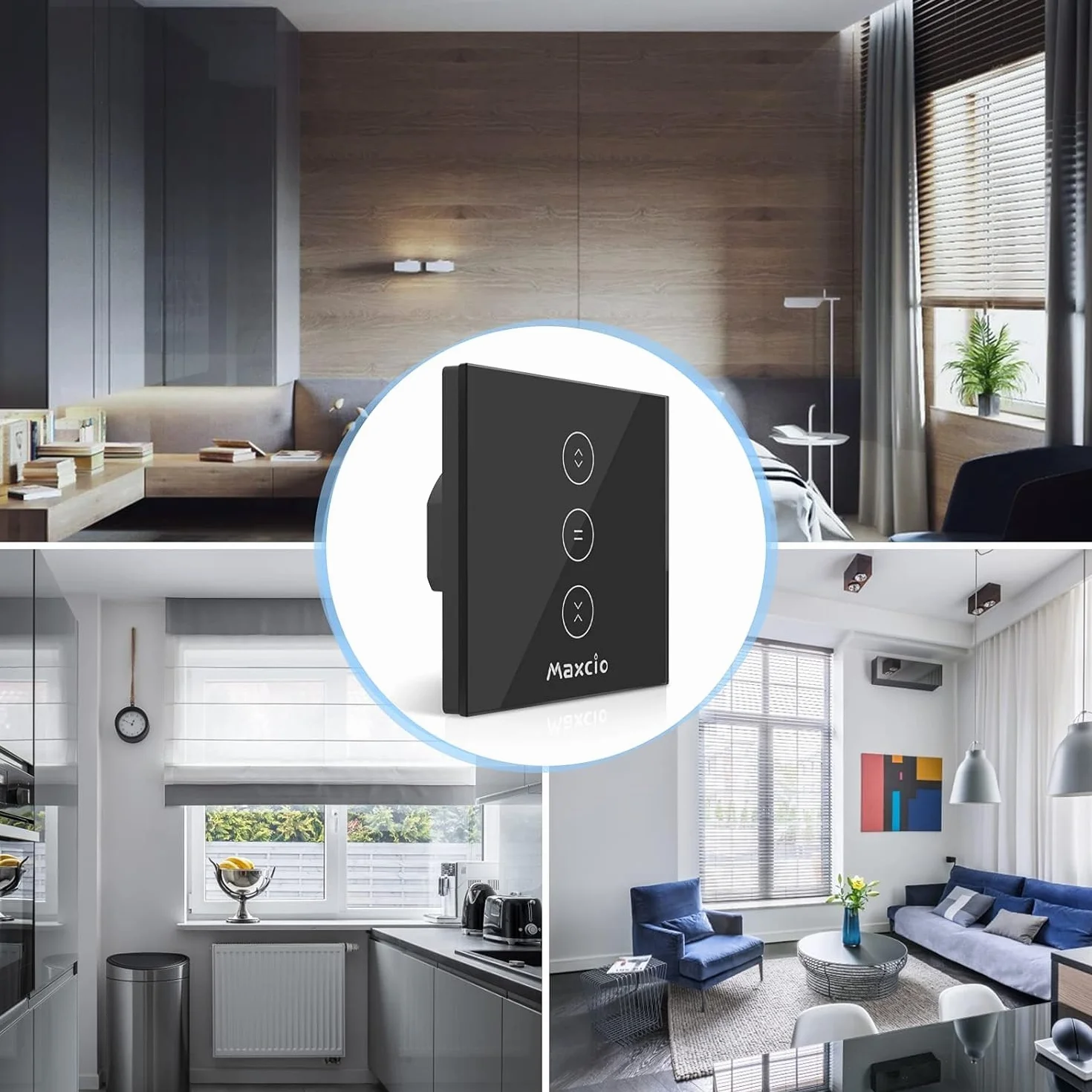 Interruttore Tapparelle WiFi, Maxcio Smart Switch per Tapparelle Elettriche, Compatibile con Alexa e Google Home, APP Controllo, interruttore WiFi per Persiane Avvolgibili e Tende