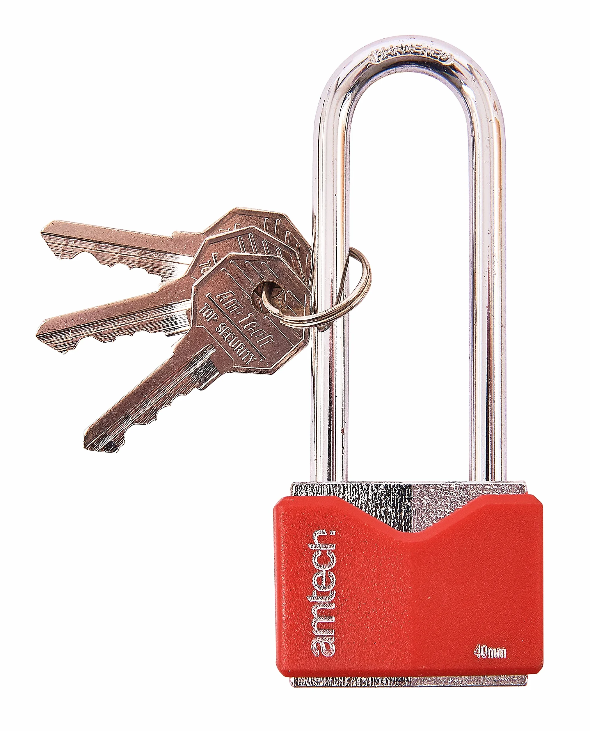 Amtech T0707 Lucchetto Lungo in Ferro Placcato Cromato Rhombic, Multicolore, 40 mm