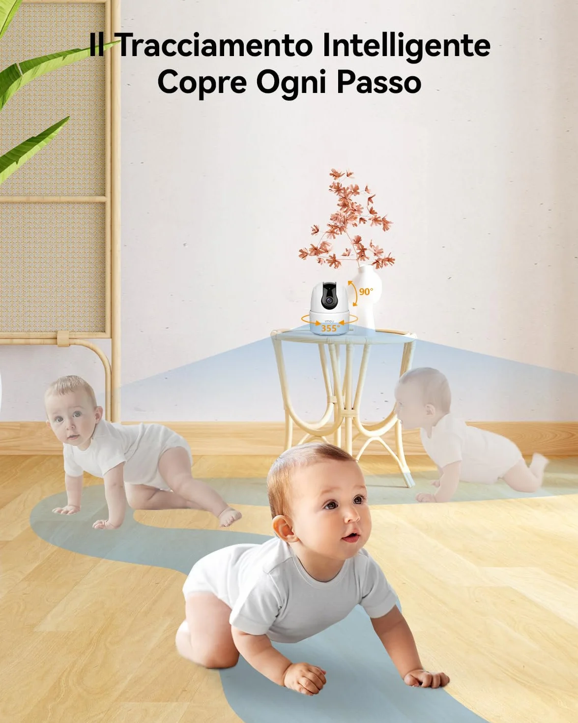 Imou 4MP Telecamera Wi-Fi Interno Videocamera Sorveglianza 2.5K, Rilevamento Umano, Audio Bidirezionale, Tracciamento di Movimento con Sirena, Compatibile con Alexa, Rotazione a 360°, 2.4Ghz Ranger 2C
