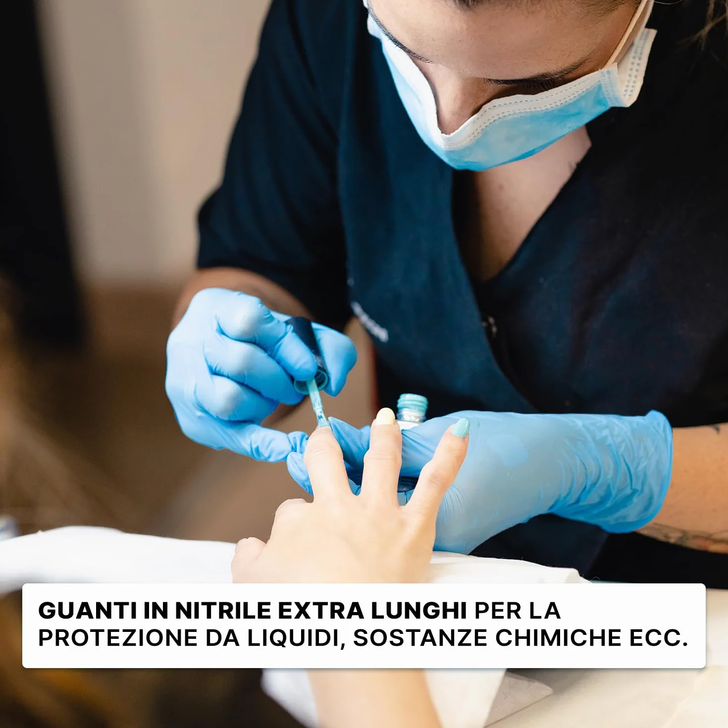 ARNOMED Guanti nitrile monouso blu extra lunghi 30 cm M 100 pz