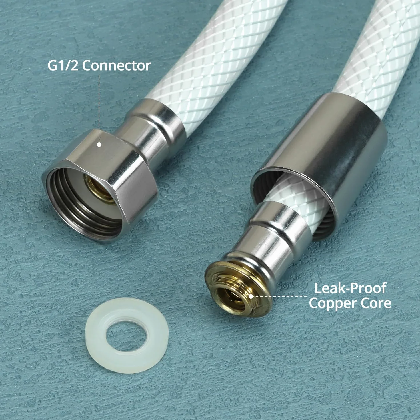 QWORK® tubo doccia in PVC da 3 m, doccia ad alta pressione antipiega, tubo di ricambio a prova di perdite per rubinetti da bagno