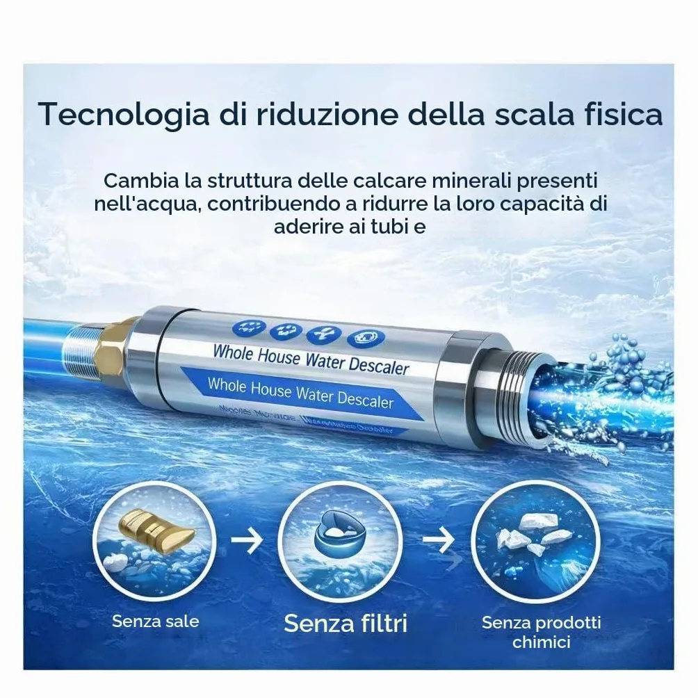 Addolcitore d'acqua, per prevenire il calcare in tutta la casa, anticalcare, filtro dell'acqua, detergente, per uso domestico con doccia, lavastoviglie e scaldacqua solare (G 3/4")