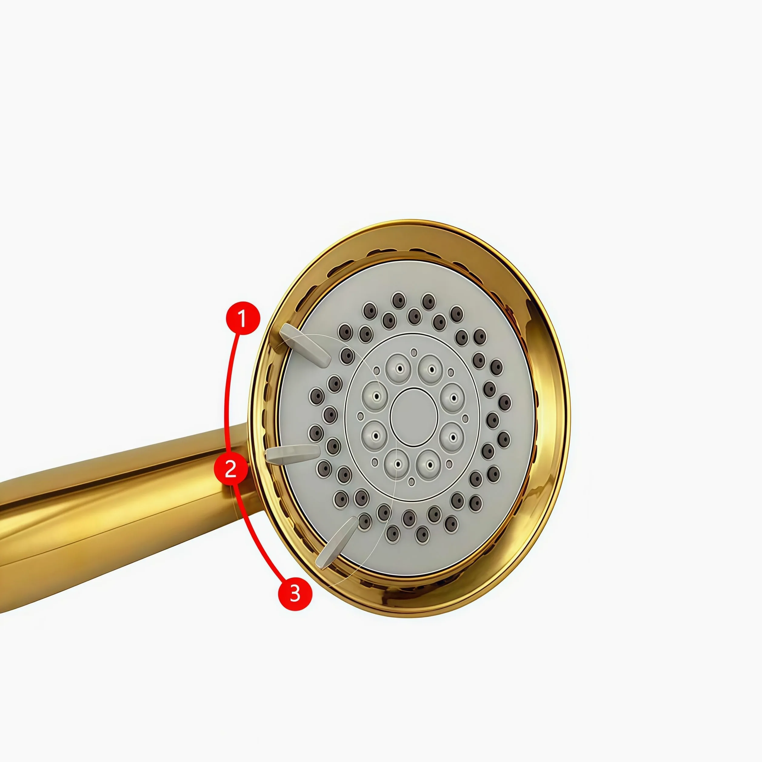 Palmare Docce soffione a mano con Doccetta in rame massiccio placcato in oro con tre funzioni Doccia di lusso Soffione per doccia a mano di lusso con supporto in oro e flessibile per doccia