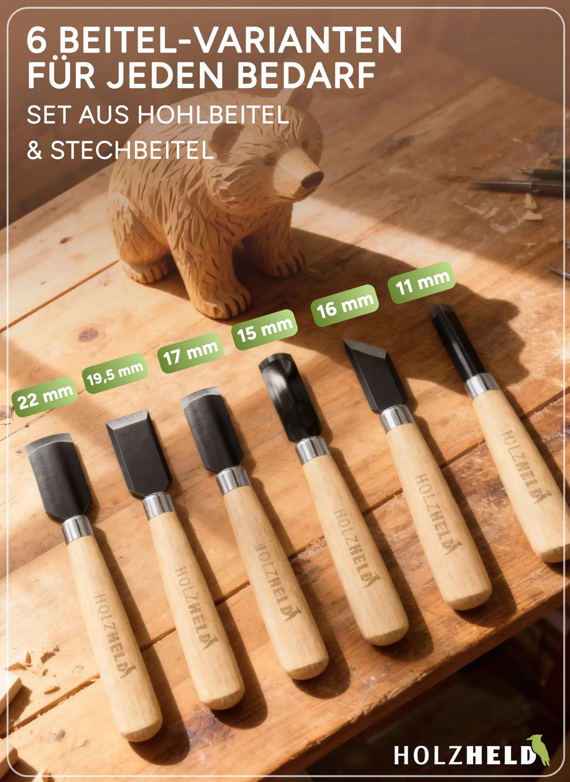 HOLZHELD Set di 6 forbici per legno in acciaio giapponese