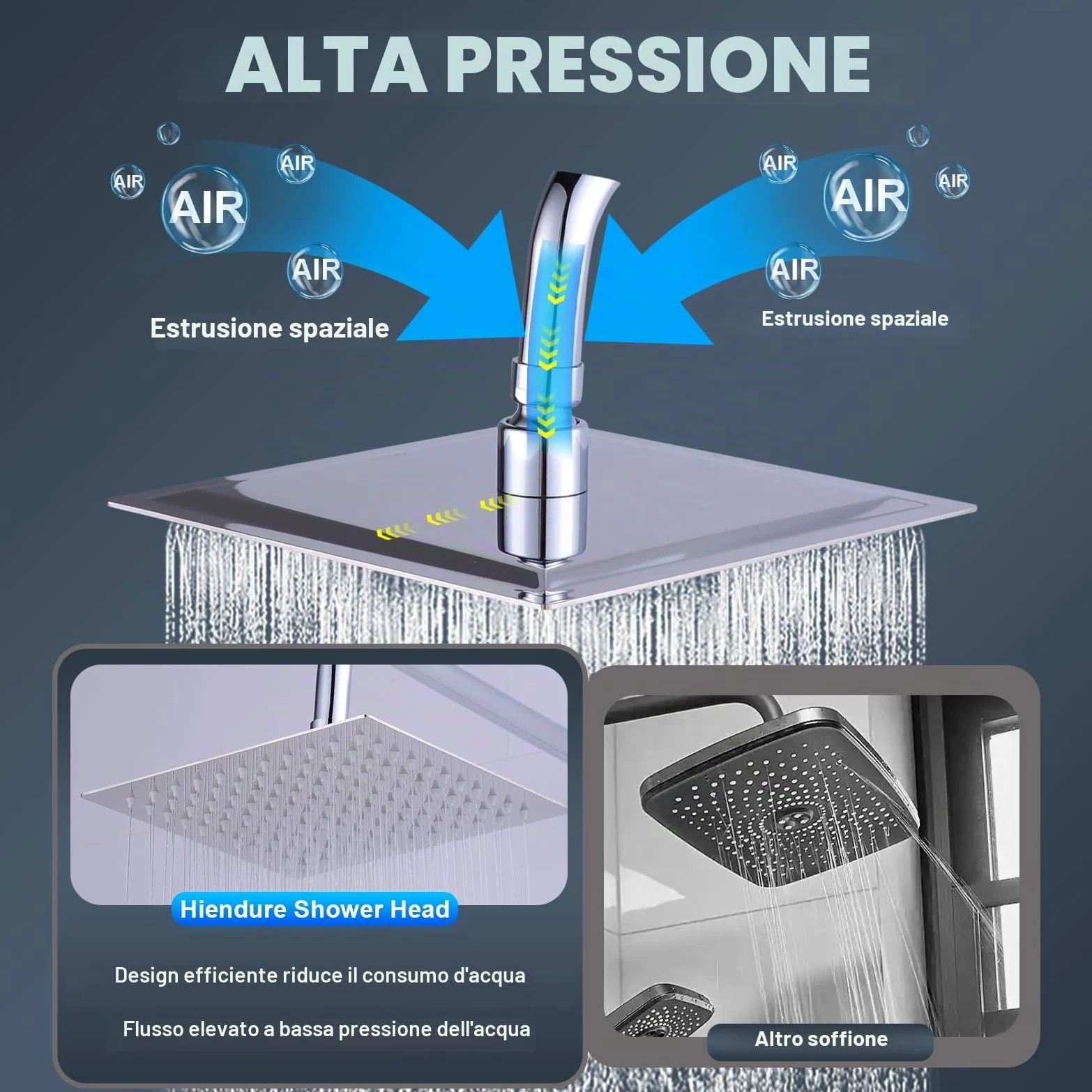 12 pollici Alta pressione Ultra sottile 304 in acciaio inox Piazza Testa doccia a pioggia