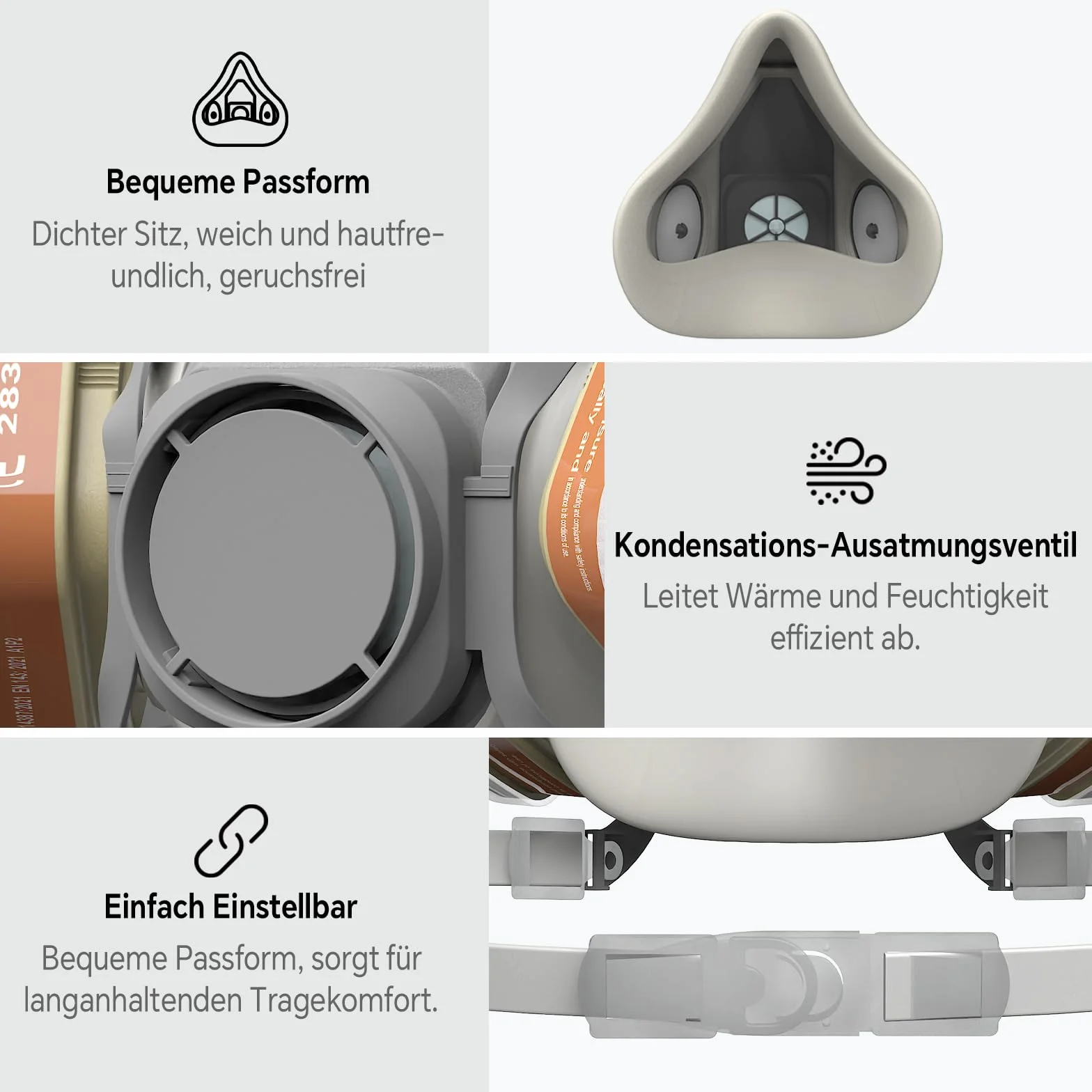 SURFOU Semimaschera Antipolvere con Filtro A1P2 Riutilizzabile 2 Cartucce Filtro + 10 Prefiltri per Verniciatura Levigatura