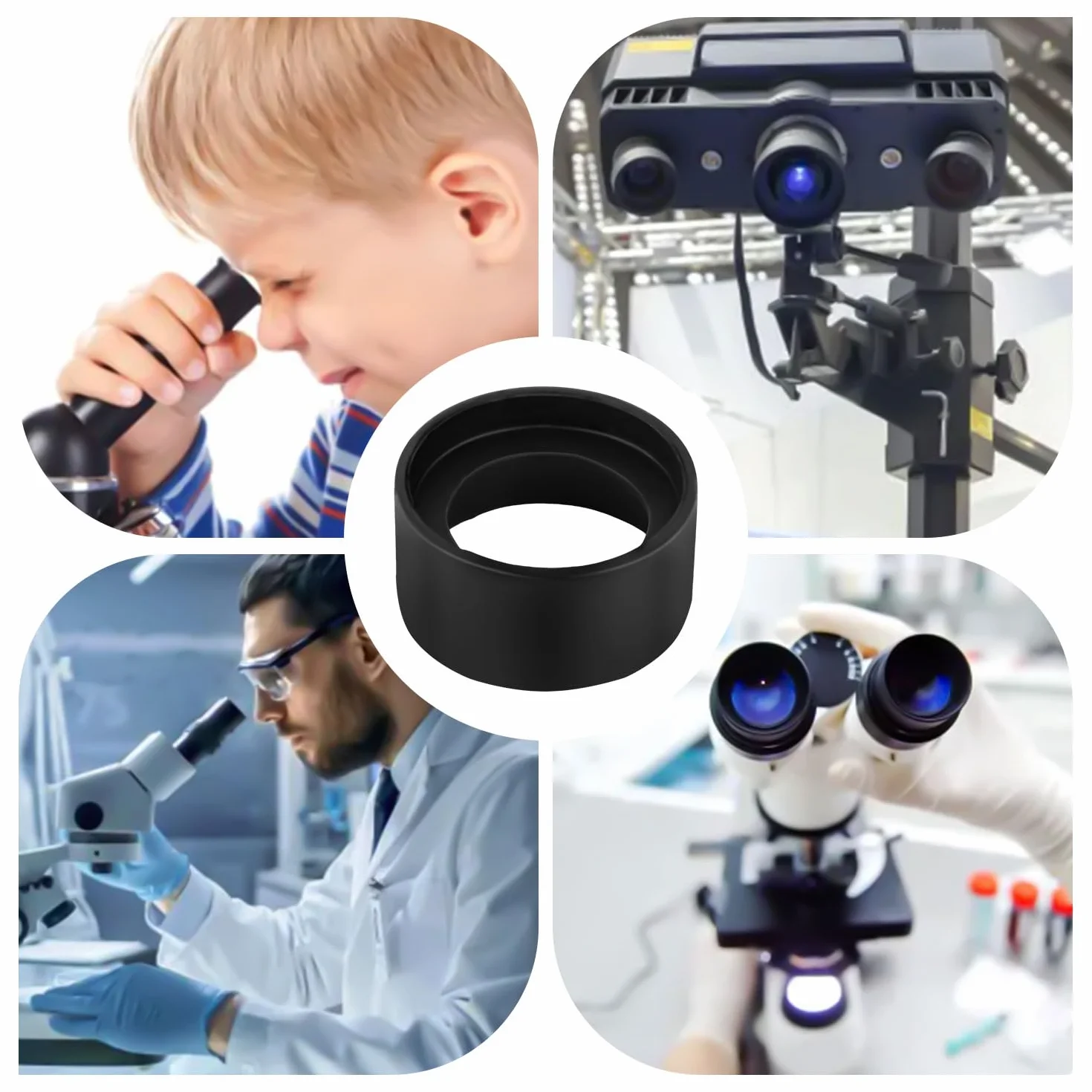 2 Pezzi Copertura Oculare per Ottiche, Tappi di Protezione per Oculari Binoculari in Gomma Tappi di Protezione per Oculari Tappi di Ricambio per Microscopi Stereo ad Angolo Piatto da 32-36 mm (Nero)