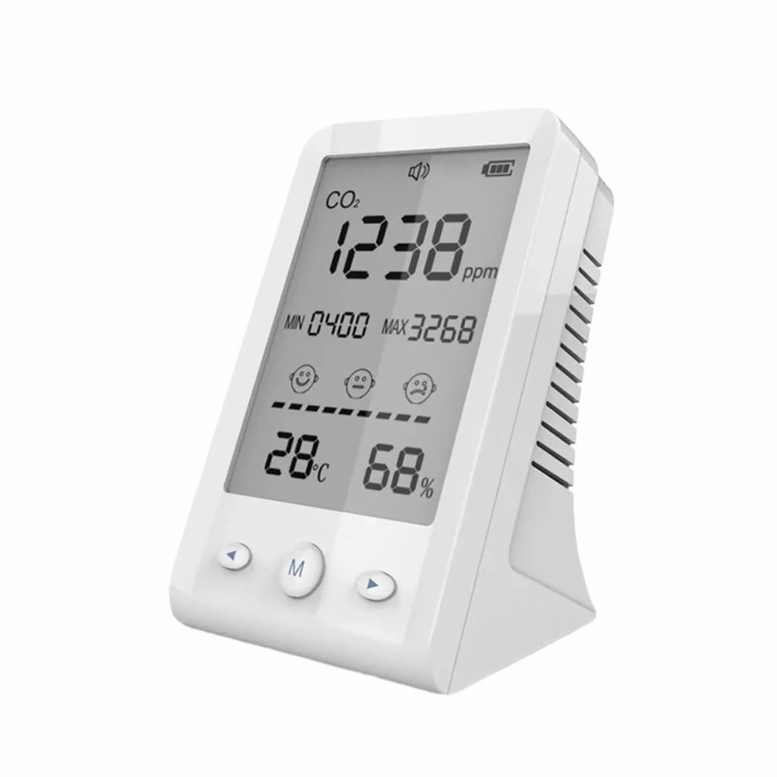 Monitoraggio della qualità dell'Aria, Misuratore di CO2, rilevatore Temperatura e umidità, analizzatore Gas Monitor a qualità 'Aria 3 in 1 con Display LCD