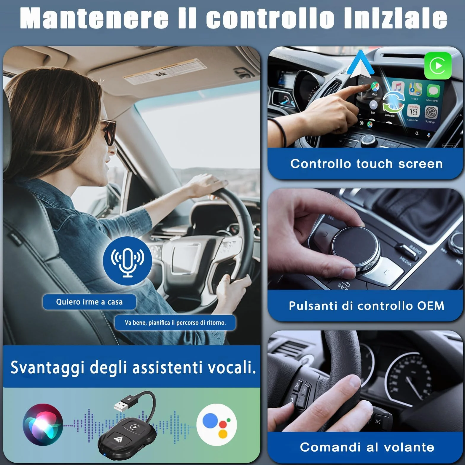 2025 CarPlay Wireless ios & Android Auto Wireless Adattatore [2-in-1], Adattatore Converti Wired in Wireless Android Auto Wireless per Auto con Funzione Carplay o Android Auto, connessione automatica