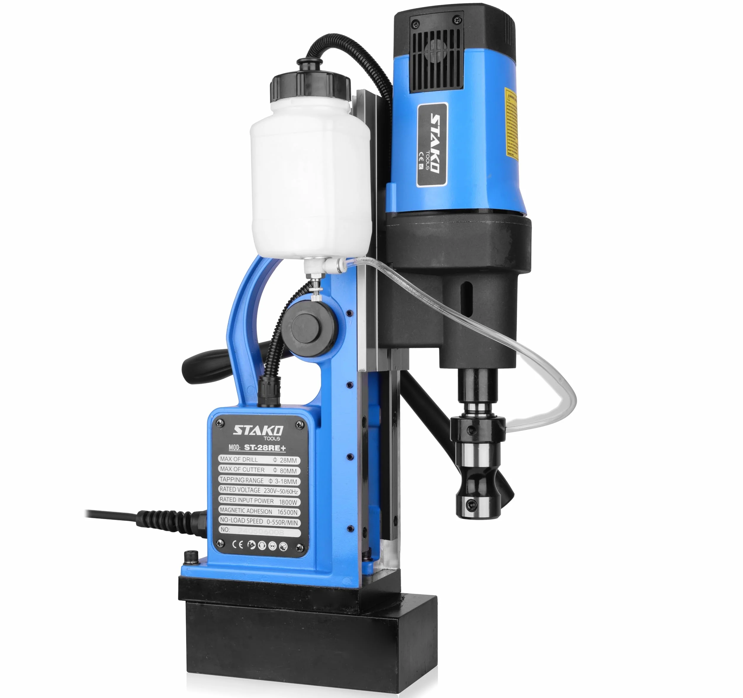 STAKO Trapano magnetico 1800 W ST-28RE+ Ø 80 mm 16500N Weldon 19 mm MK3 mandrino B16 3-16 mm Set 2