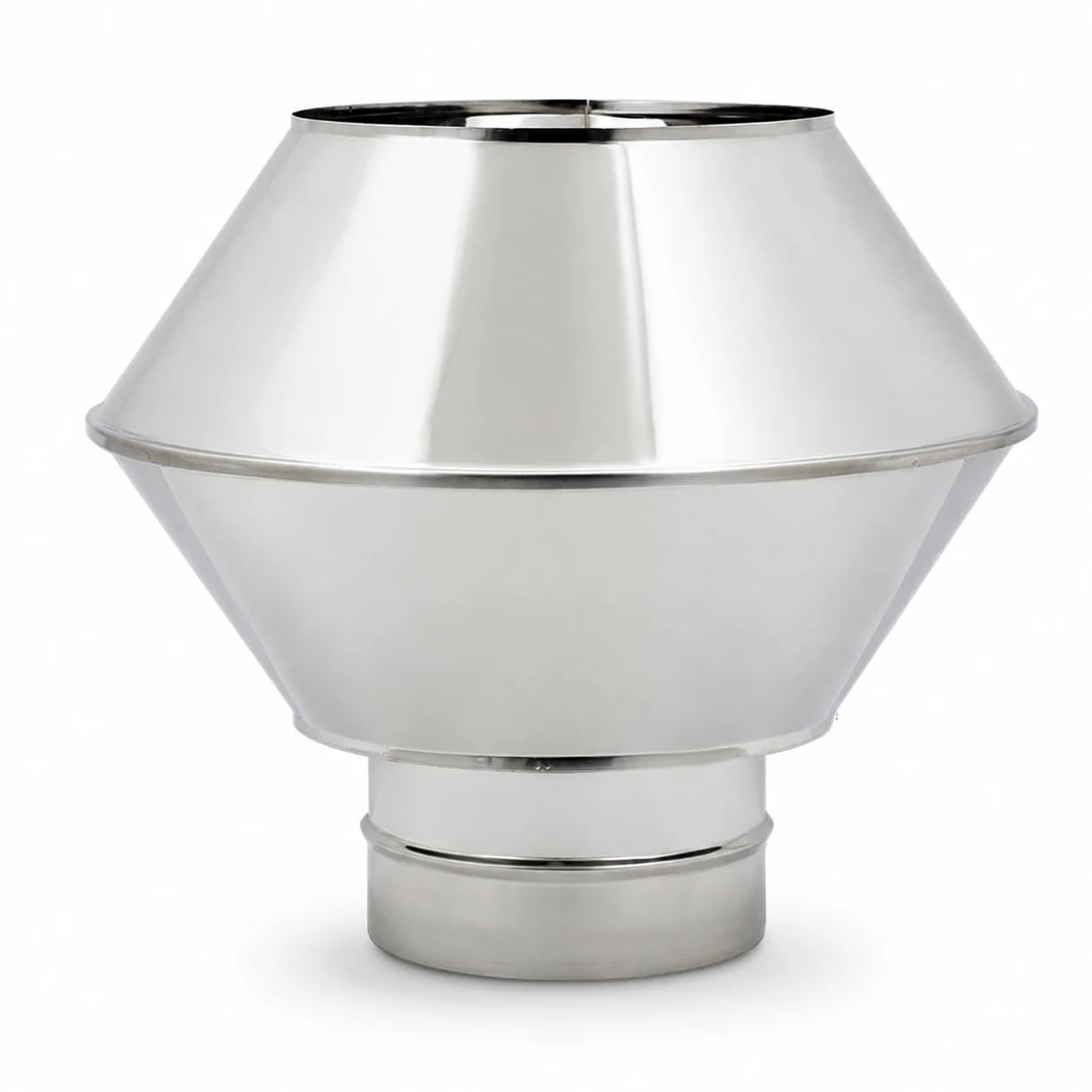 MAKA Comignolo Antivento Biconico Tondo in Acciaio Inox, Terminale per Canna Fumaria Camino Stufa a Legna Pellet e Gas, Cappello Antipioggia Aspirafumo (Ø 180 mm)