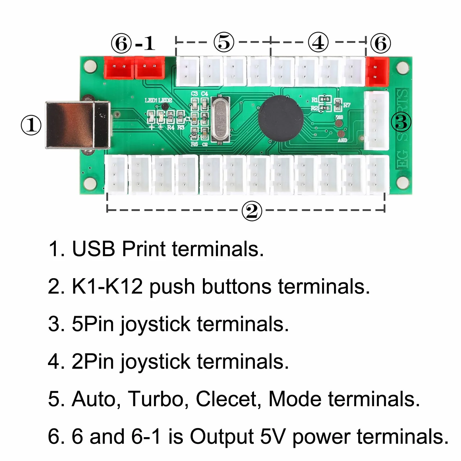 EG STARTS 2 Giocatori Classic Arcade Contest Kit Fai da Te USB Encoder per PC Joystick + Chrome LED Illuminato Pulsante 1 e 2 Giocatori Pulsanti Moneta per Arcade Mame Raspberry Pi 2 3 3B Giochi