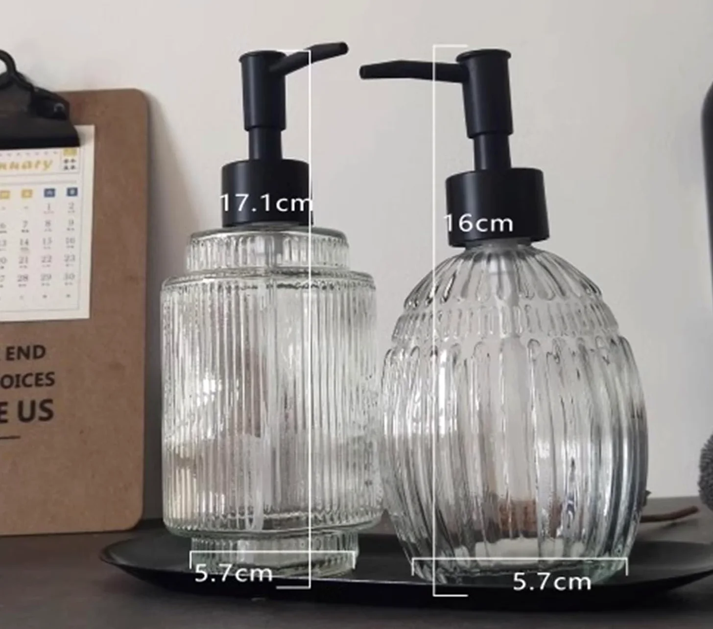 dispenser per sapone, Distributore di sapone, distributore da cucina, 400 ml, in vetro trasparente con pompa, lozione, ricaricabile, liquidi in
