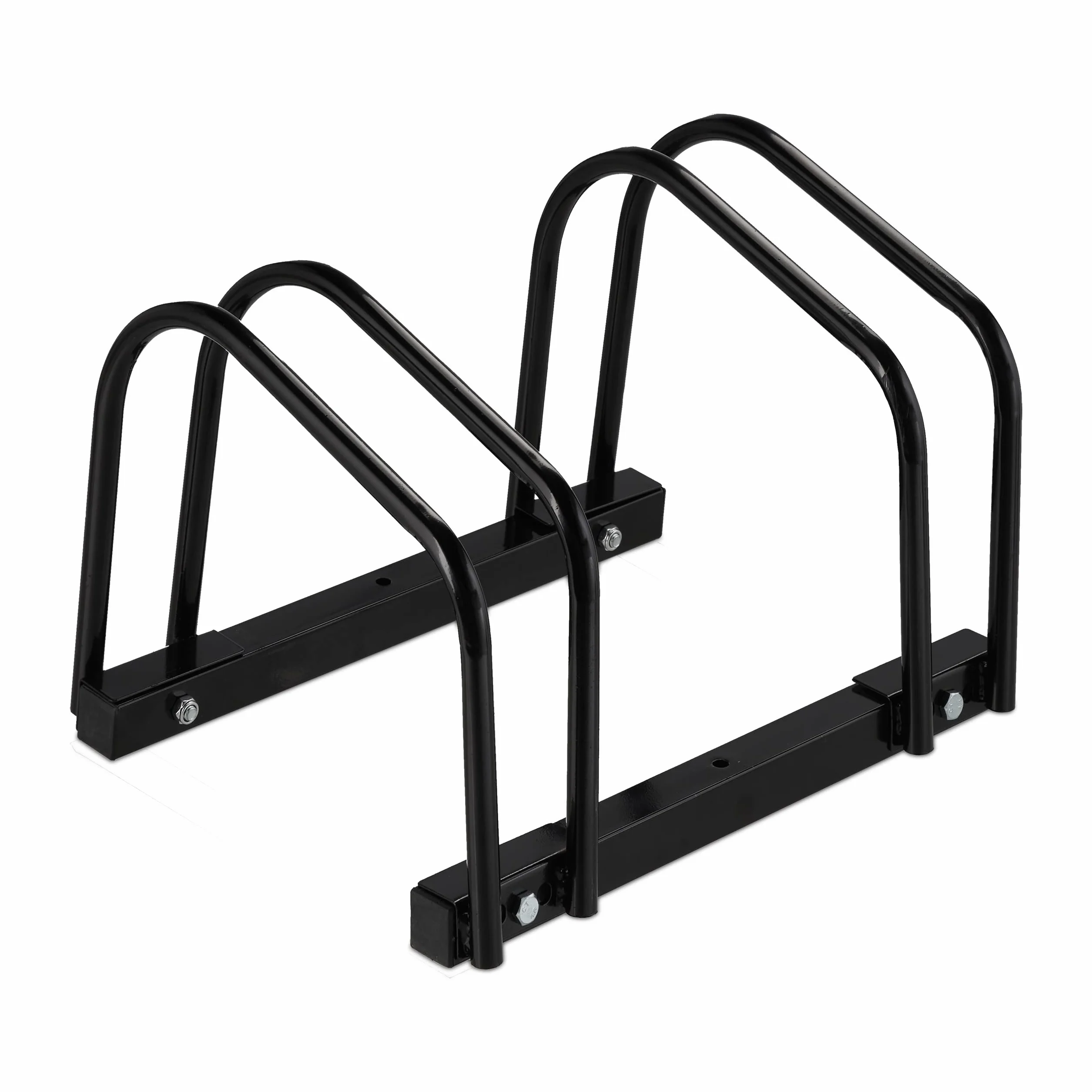 Relaxdays Portabici da Terra Supporto per 2 Biciclette E-Bike Ruote Fino 60 mm 27x67,5x33 cm Nero