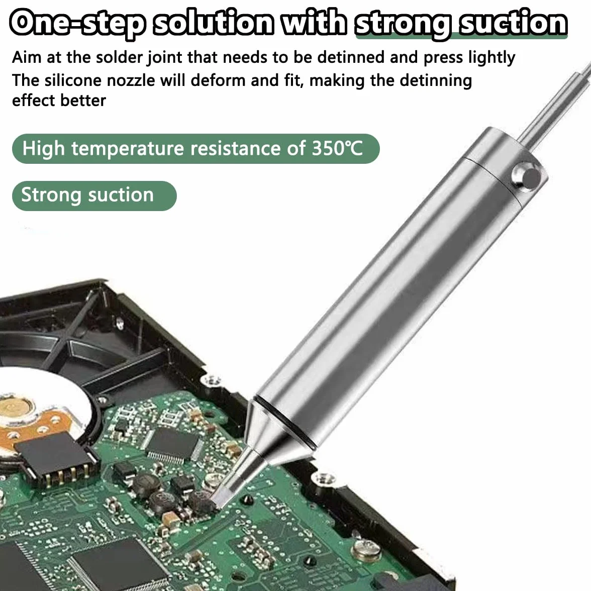 SamHeng Pompa Dissaldatura Solder Sucker con Ugello in Silicone Resistente alle Alte Temperature, Alloggiamento in Alluminio Portatile