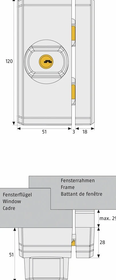 Abus Fts96 Al0145 Serratura con Blocco, Blocco per Finestre con Doppio Chiavistello a Incastro, Chiusura con Chiave, Livello di Sicurezza: 10, 31746, Marrone