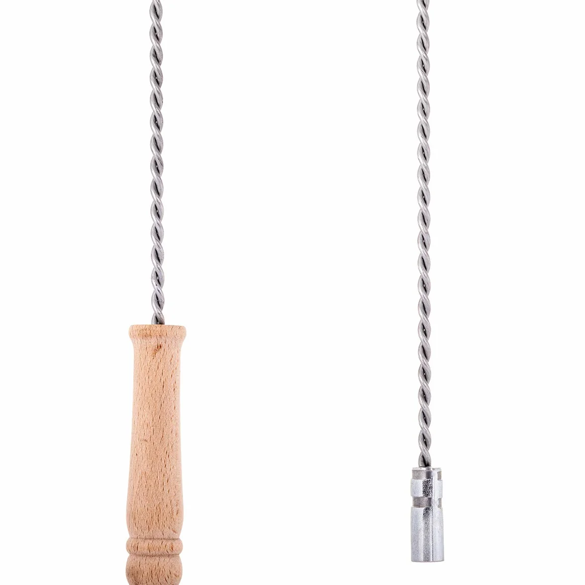 HOLZBRINK Stantuffo/Asta pulizia camini-canna fumaria dal basso flessibile con manico in legno, M12, 80cm