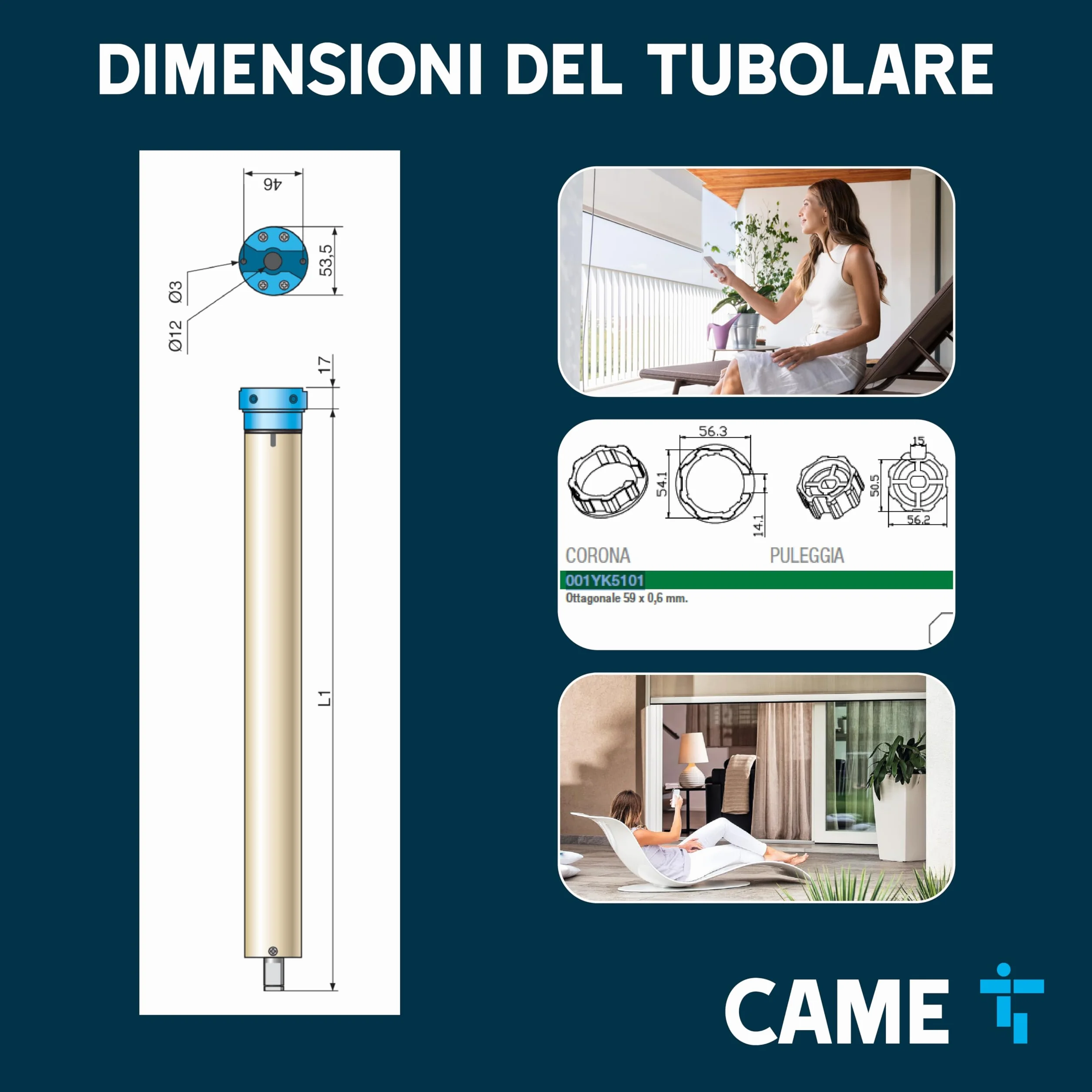 CAME MONDRIAN 5 Kit Motore Tubolare 50NM Q Set completo automazione tapparelle