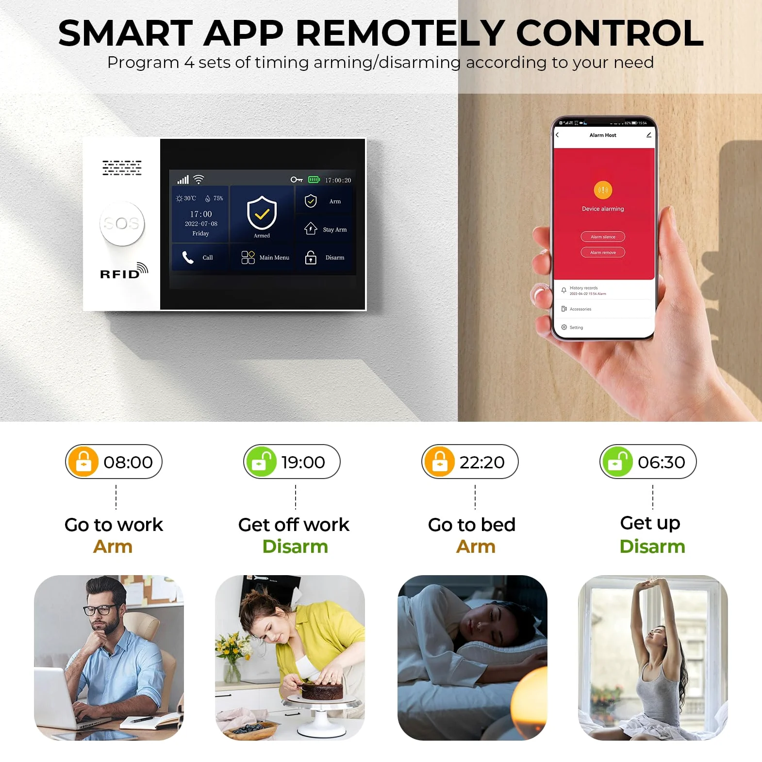 PGST Sistema di sicurezza domestica wireless, allarme fai da te 4G/WiFi, sensore di movimento e porta, controllo app, funziona con Alexa e Google Assistance, nessun canone mensile per appartamento