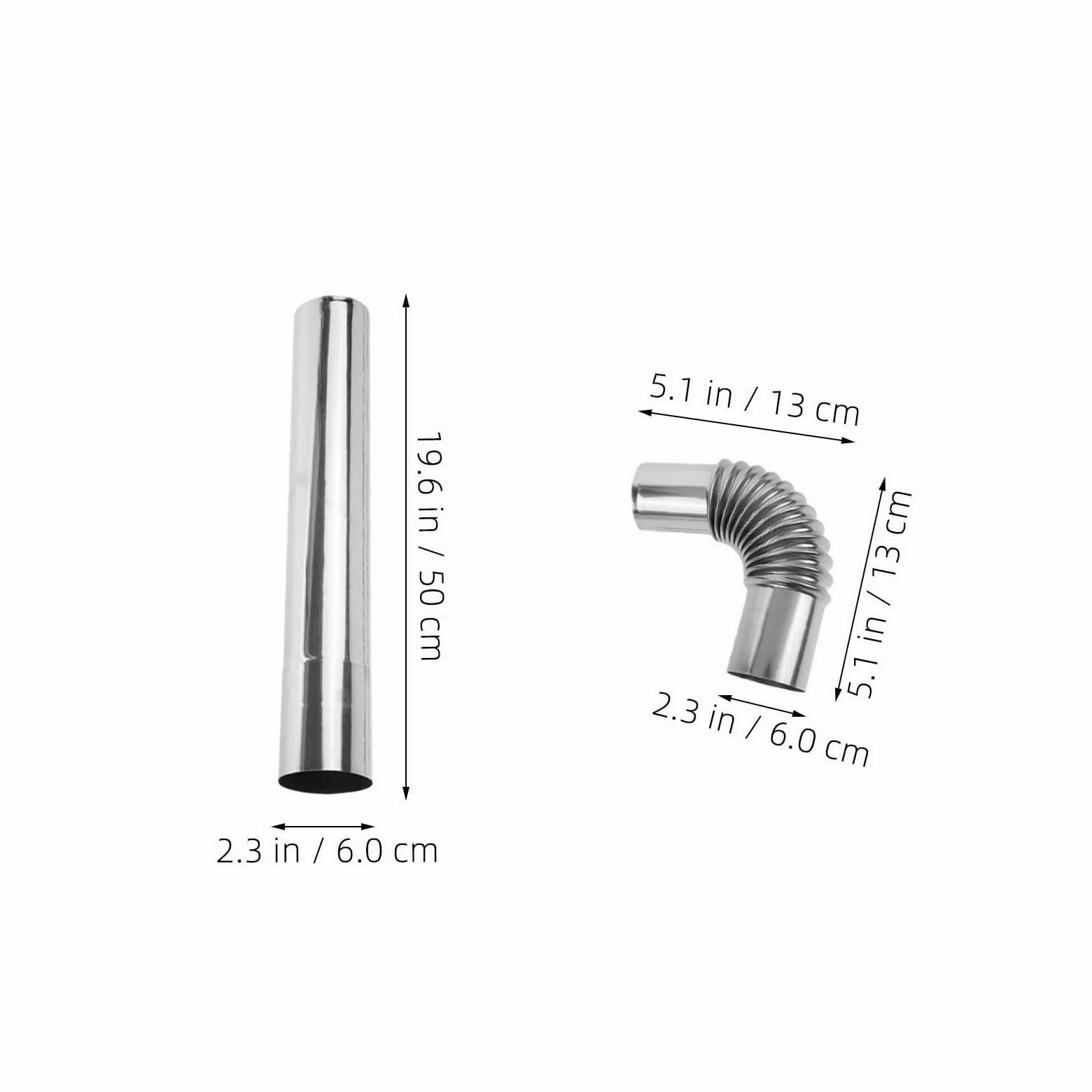 Tubo per Stufa Stufa in Acciaio Inox 4 Pezzi, Argento | Sistema di Canna Fumaria, Uso Interno e Campeggio, Resistenza All'ossidazione, Tenuta e Manutenzione Semplice