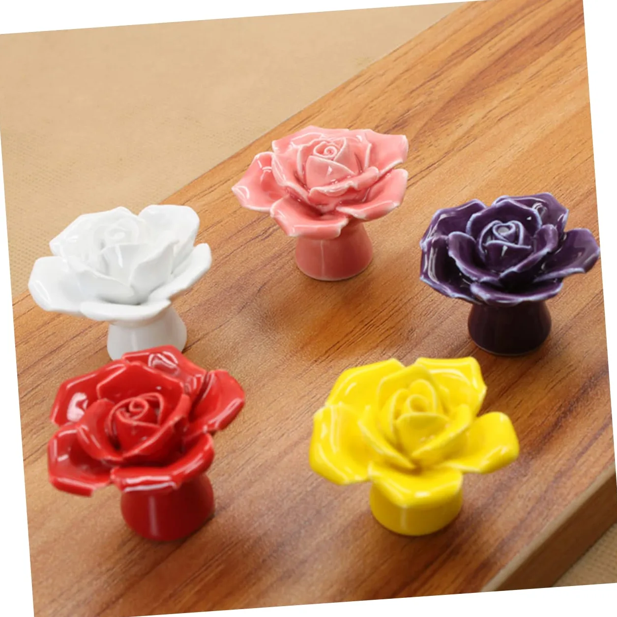 6 Pezzi Manico in ceramica rosa maniglia per tirare la porta pomelli per porte per armadi decorativo antico toeletta maniglia porta maniglie pomelli per cassetti