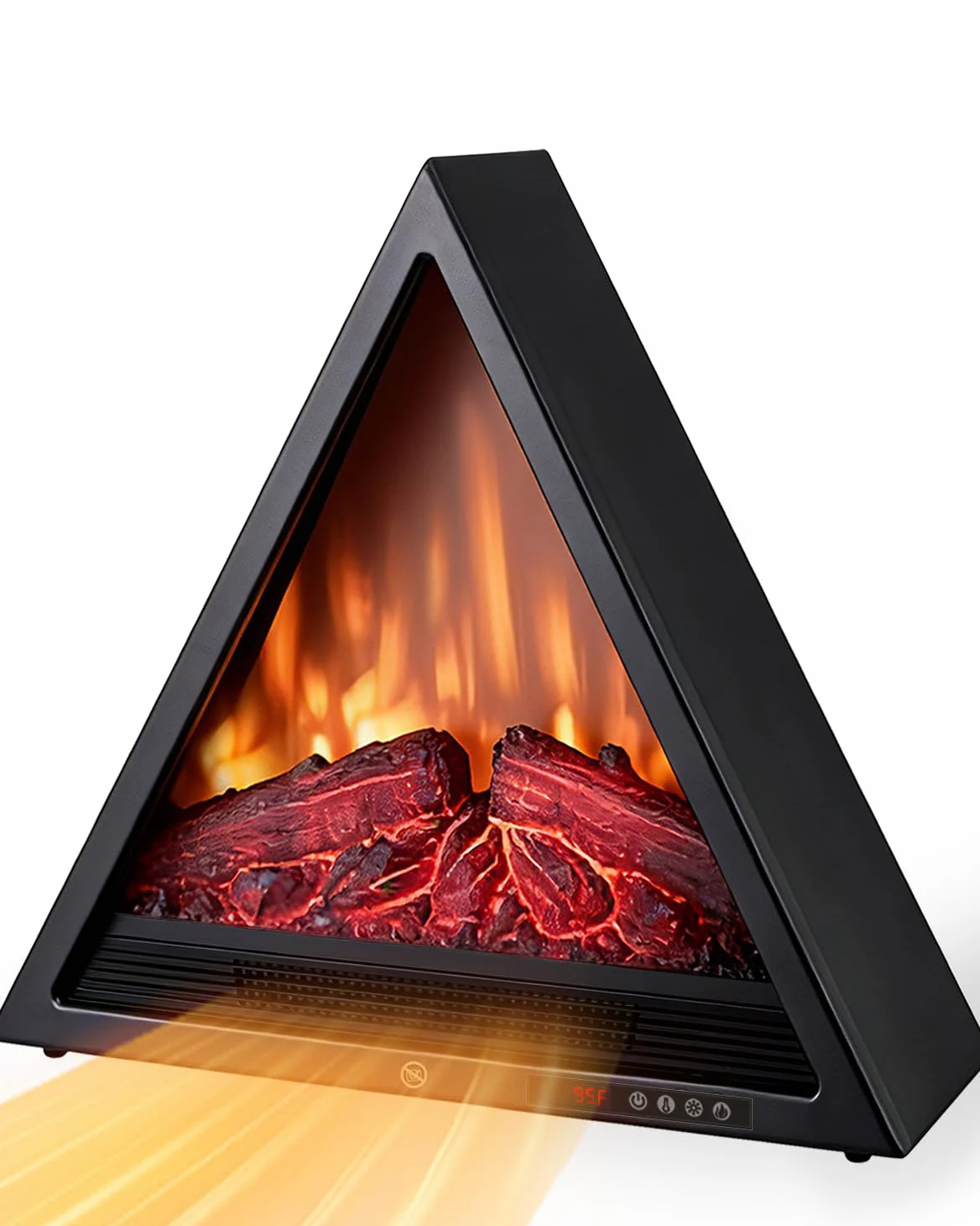 AIRMATE Camino Elettrico, 1800W Triangolare Caminetto Elettrico con Riscaldamento, Effetto Fiamma 3D, Camino Elettrico 4 colori di fiamma, Camino con telecomando, Stufa Elettrica 24H Timer