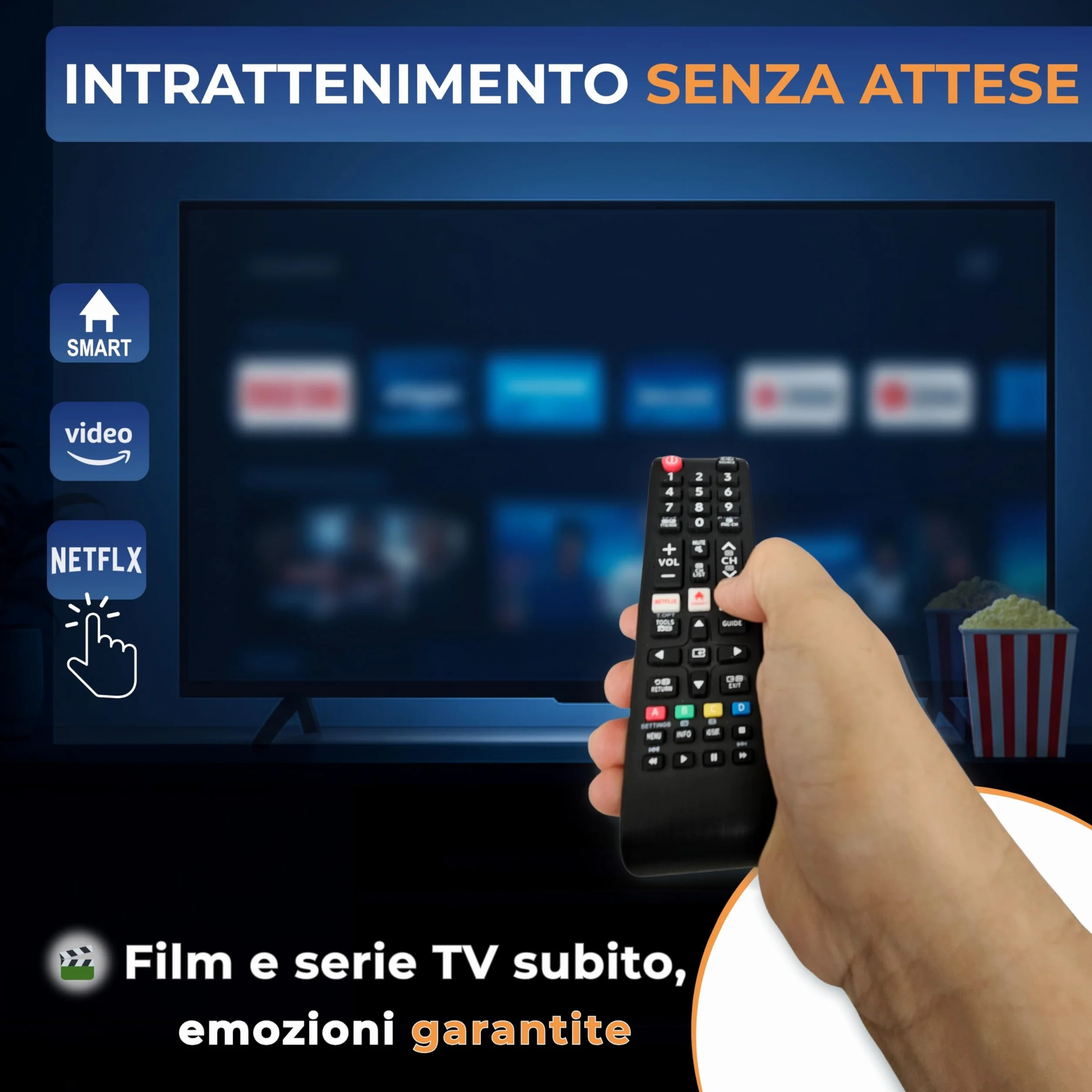 Koomando Telecomando Universale per Samsung TV LCD LED QLED UHD 4K 8K Curved HDR, Serie AA59 BN59, Pronto all'Uso senza Programmazione, Tasti Rapidi Netflix Prime Video, Compatibile Smart TV