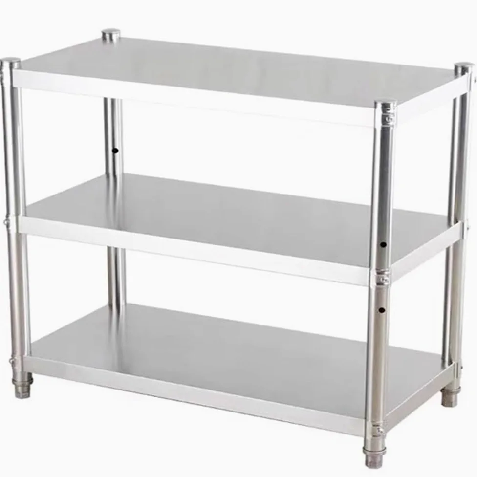 Scaffale da cucina compatto a 3 ripiani da parete in acciaio inox, resistente, color argento, per casa e ristorante (60 x 30 x 100 cm)