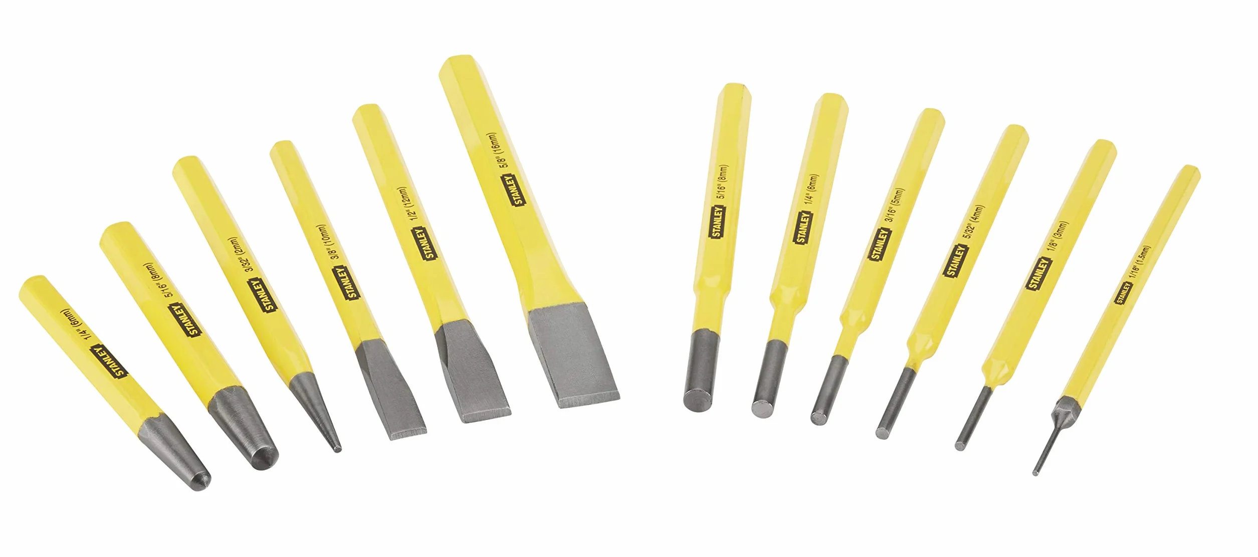 STANLEY 4-18-299 Set 12 pezzi cacciachiodi, scalpelli per meccanico e cacciaspine