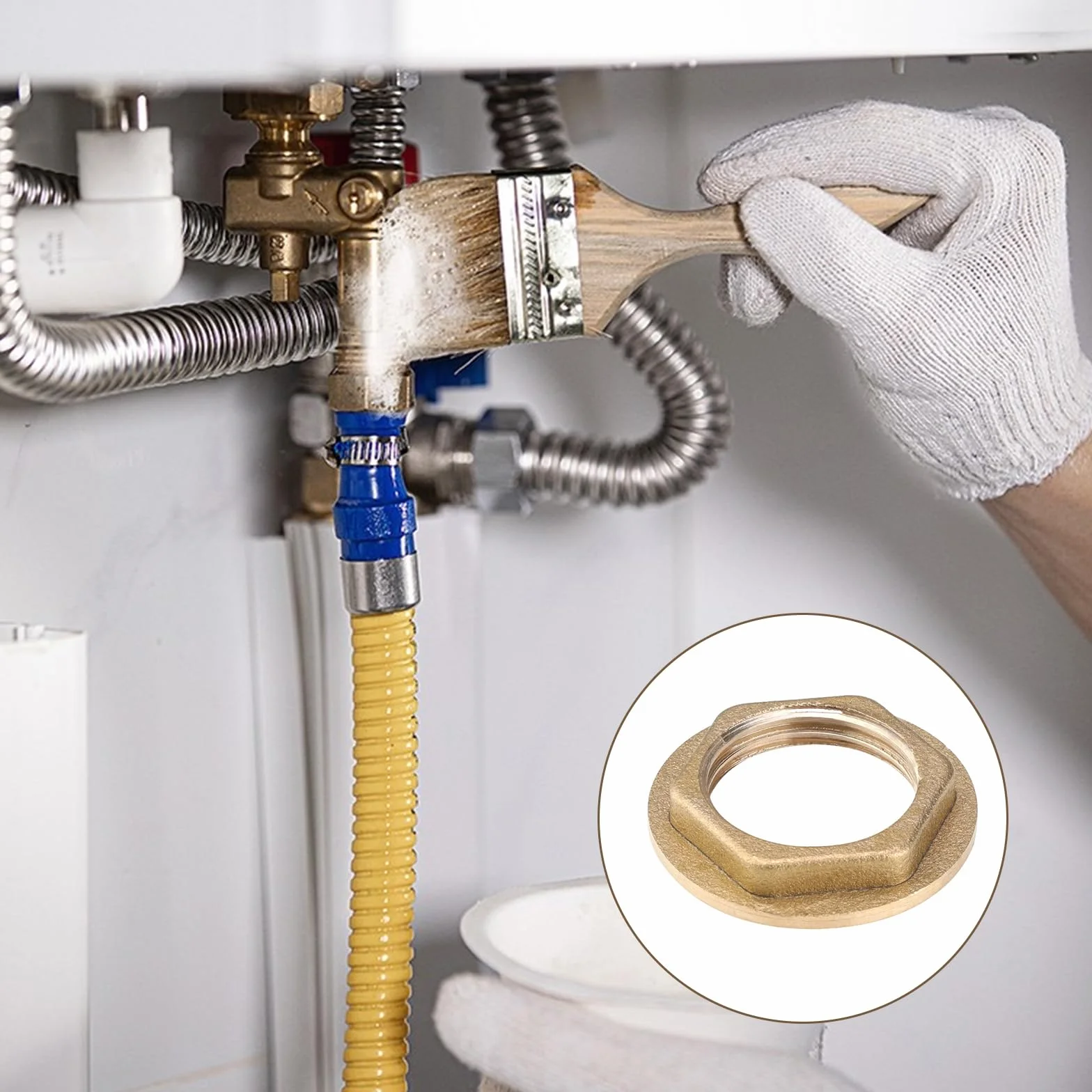 Dadi in Ottone 1/2 Pollice Flangiato Indietro, Controdadi di Sicurezza Esagonali per Bagno Cucina