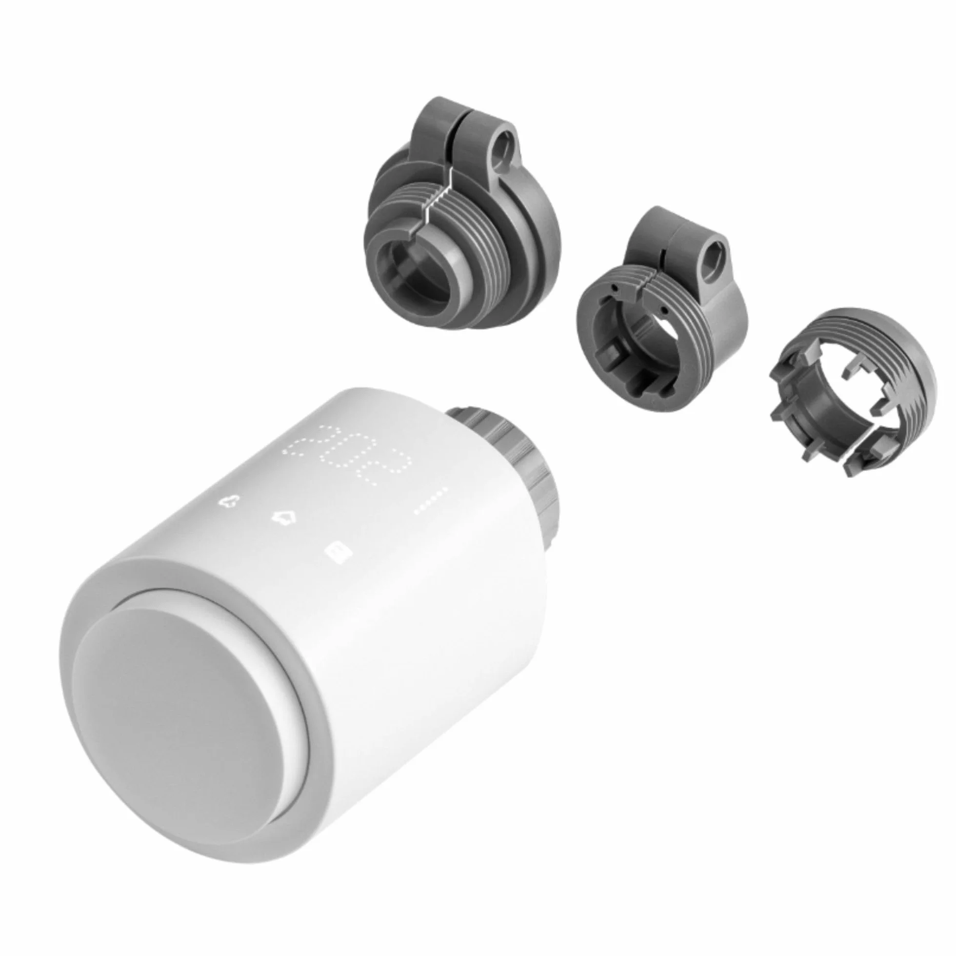 Testa Termostatica con Programmatore di Riscaldamento Elettrico Tuya Smart Wi-FI Testina Termostatica Raccordo Valvola Termostatica Wifi M30 x 1,5 (3 batterie AA e 3 adattatori inclusi)