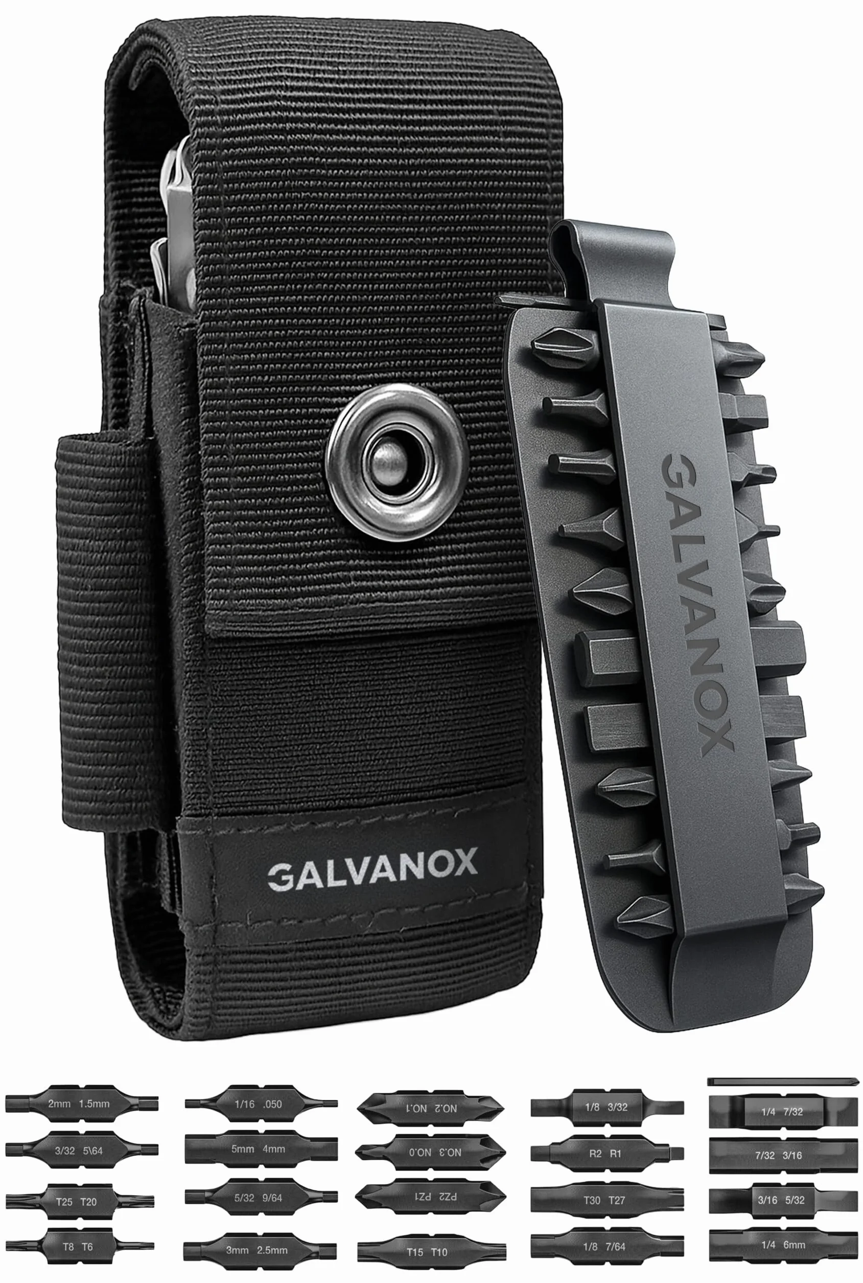 Leatherman Galvanox Guaina nylon per multi-utensili con 21 punte cacciavite e supporto custodia da cintura