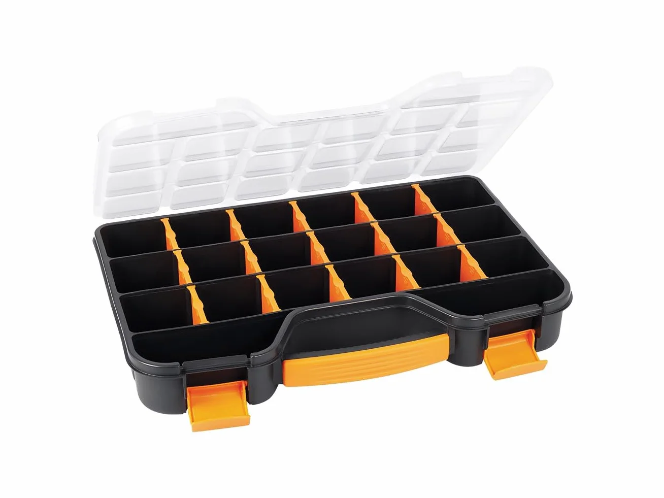 Perel Scatola assortimento in plastica 20 scomparti con 16 divisori rimovibili coperchio trasparente impilabile