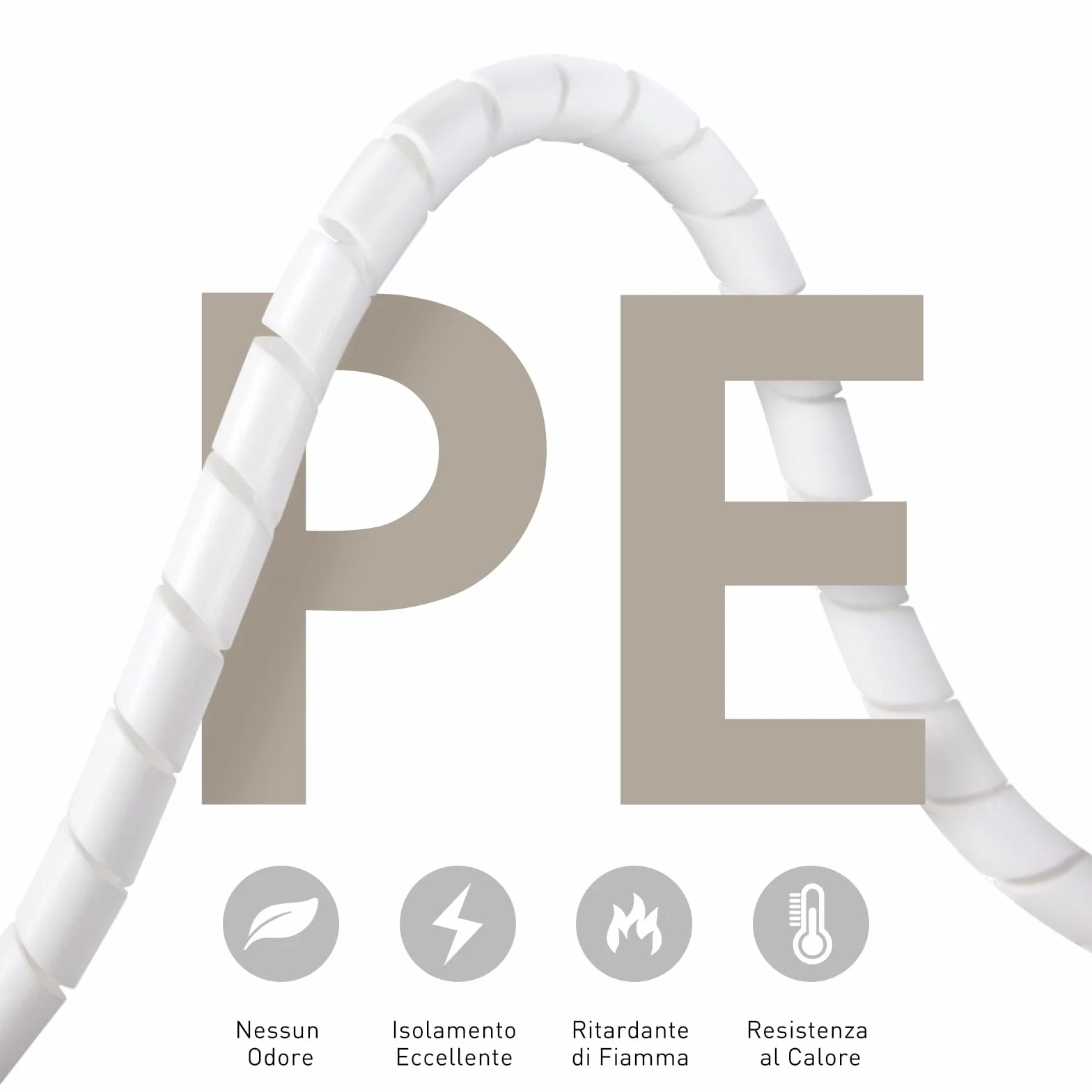 AGPTEK 6M Raccogli Cavi Spiralato, Guaina per Cavi di Diametro di 12-25mm, per mettere in ordine cavi PC, TV ecc (Bianco)