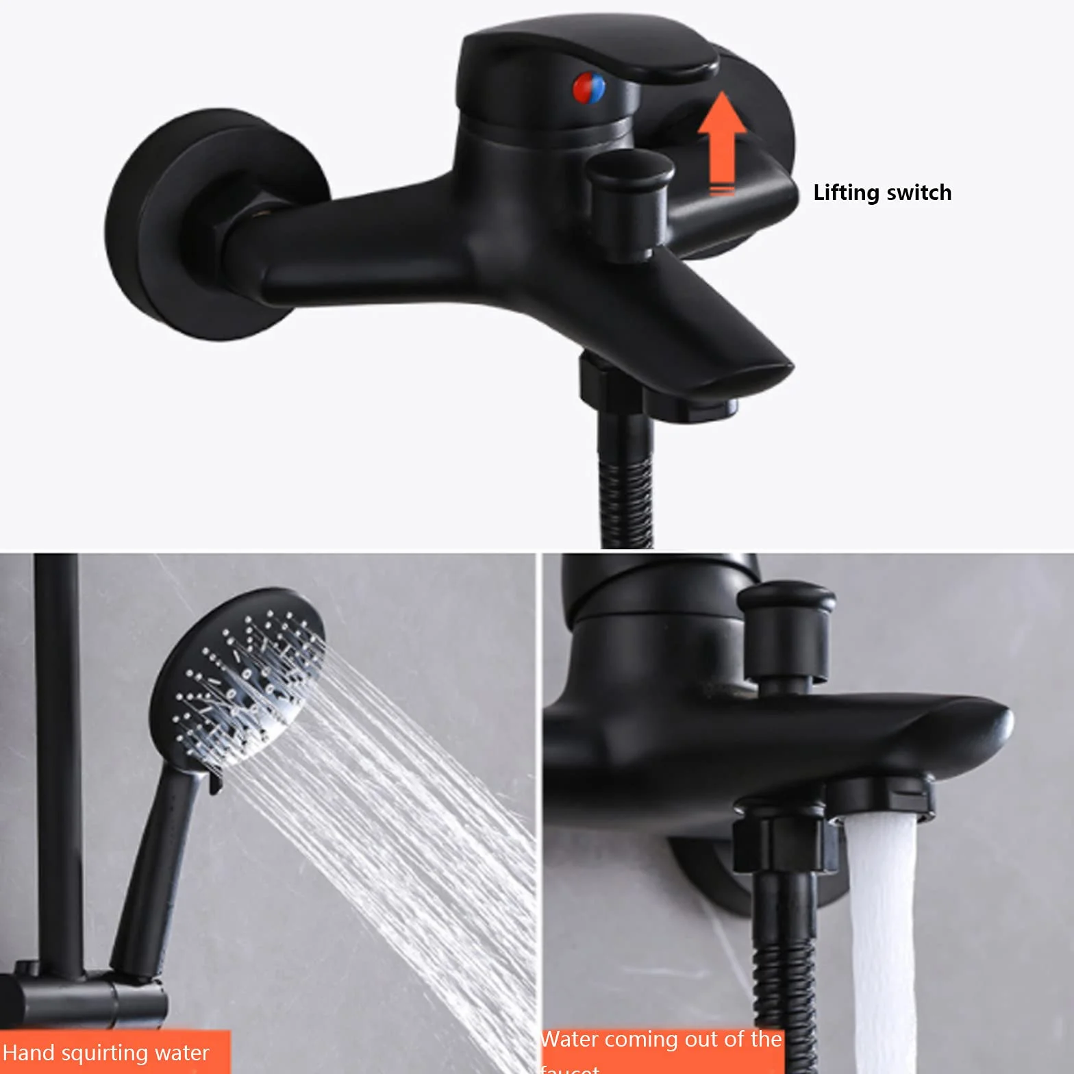 Set Doccia a Pioggia con Display Digitale a LED da 9 Pollici, Miscelatore Combinato in Ottone a Parete con Testa, beccuccio per Vasca, doccetta a 3 modalità, doccetta Bidet