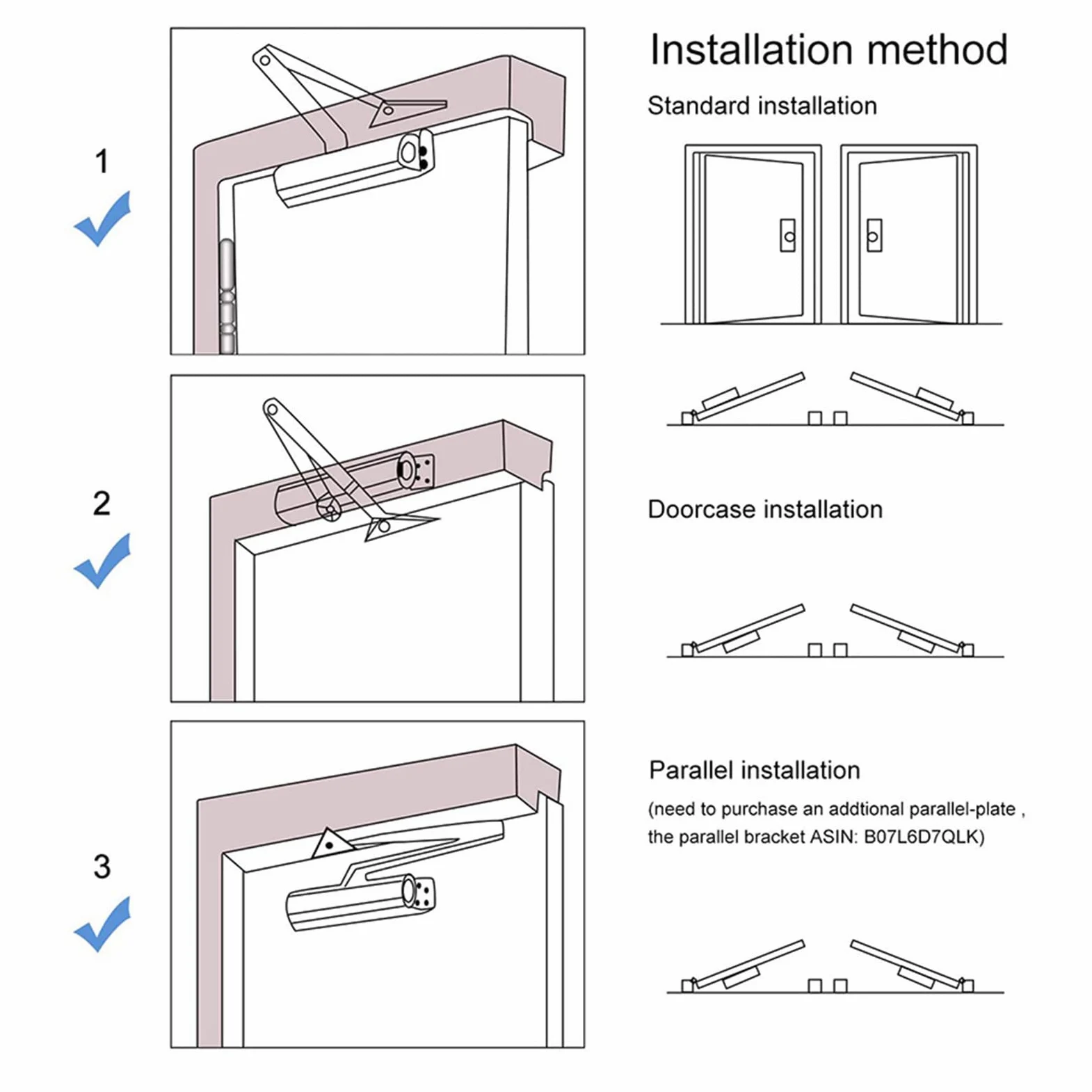 Tampone idraulico Chiudiporta da 25 kg a 45 kg Attrezzatura per la chiusura della porta a velocità regolabile Hardware per porta con chiusura morbida silenziosa,Position