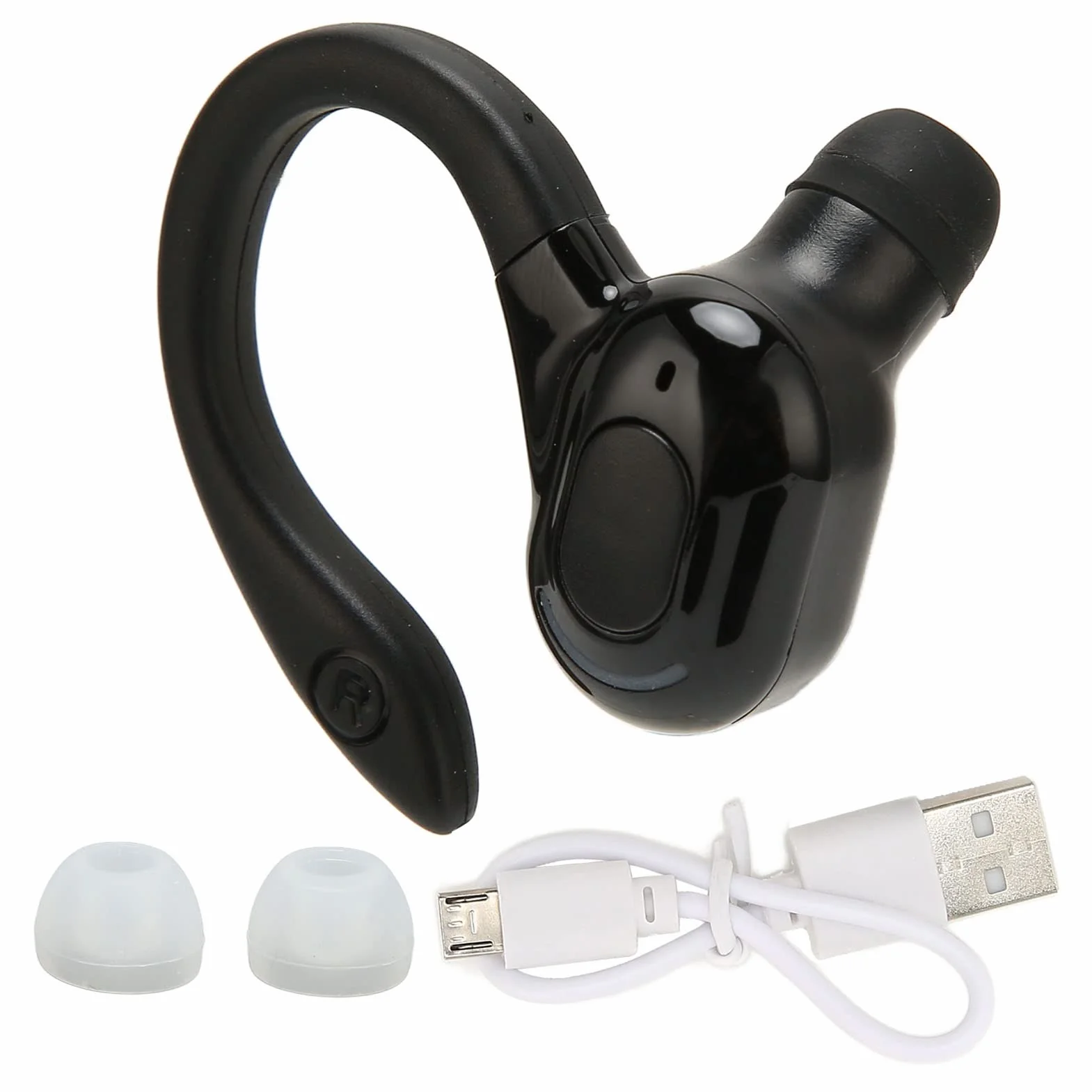 Akozon Auricolare Singolo Orecchio Wireless Nero, IPX4 Impermeabile, Suono Stereo HD, Ricarica USB, Forma Ergonomica, Design Professionale