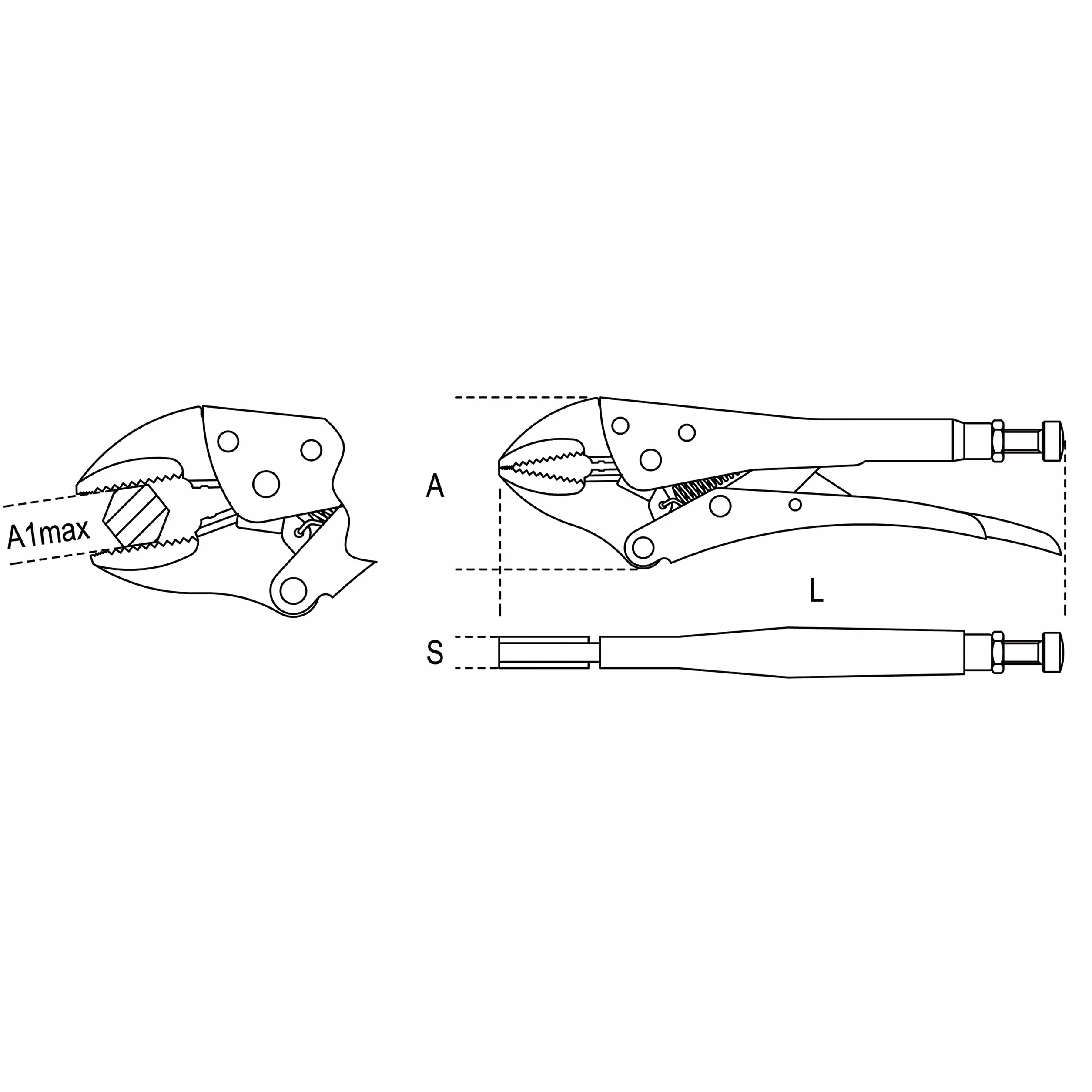 Beta 1052 240 Pinze regolabili autobloccanti ganasce concave