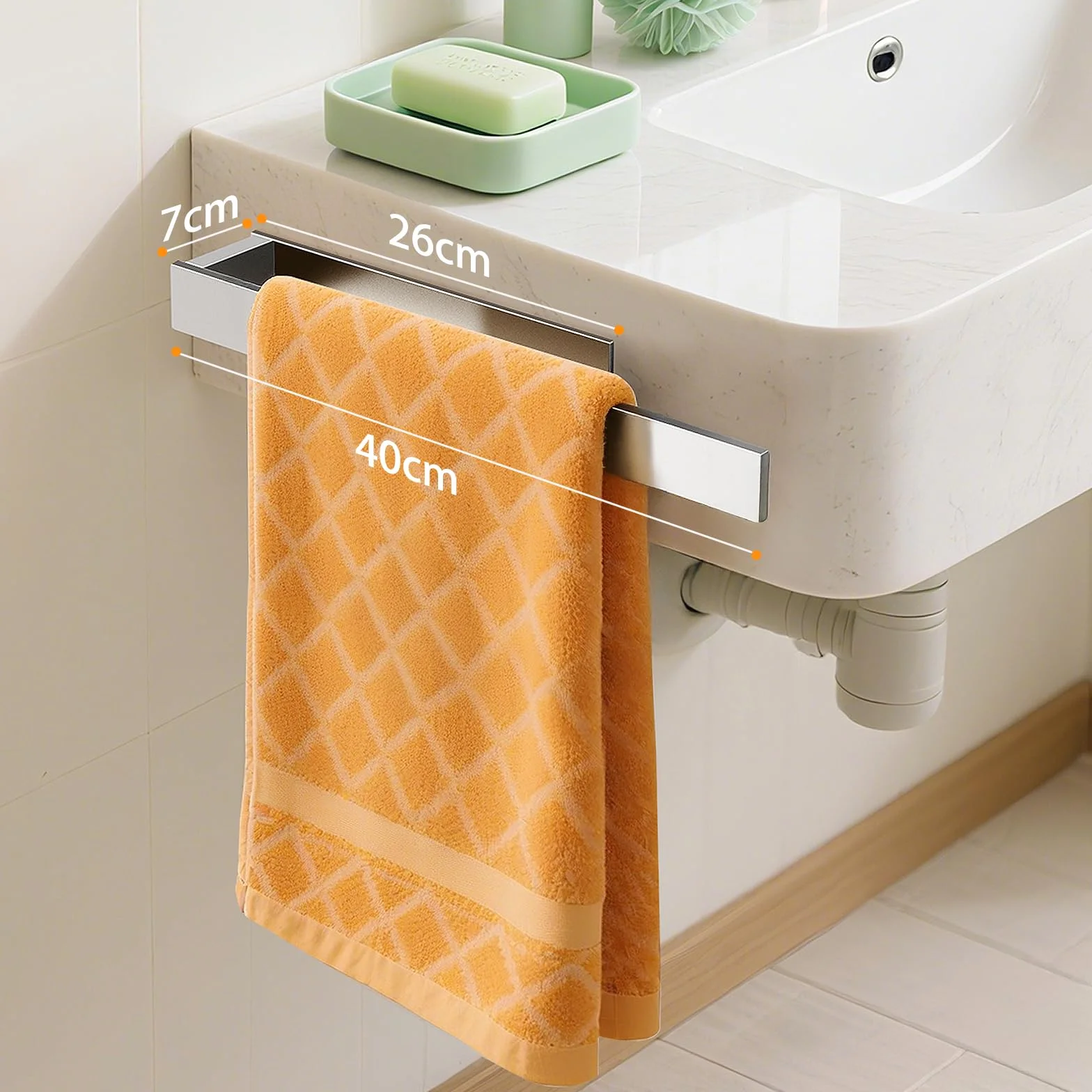 AIKER Porta Asciugamani Bagno Porta Carta Igienica Adesivo Inossidabile SUS304 Ispessito Argento 40cm