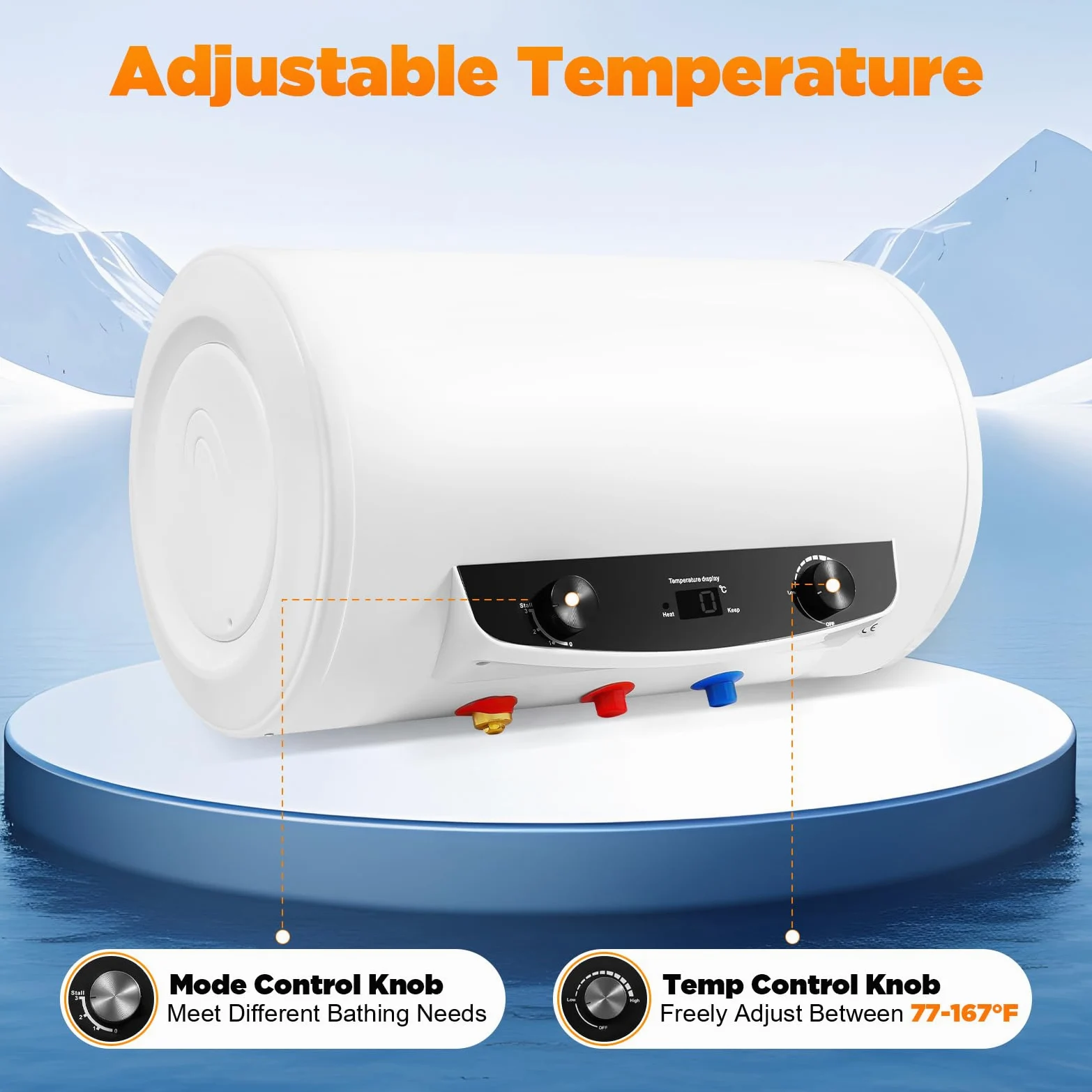 Serbatoio acqua calda da 50 l, 2 kW, scaldabagno orizzontale, scaldabagno elettrico, 220 V