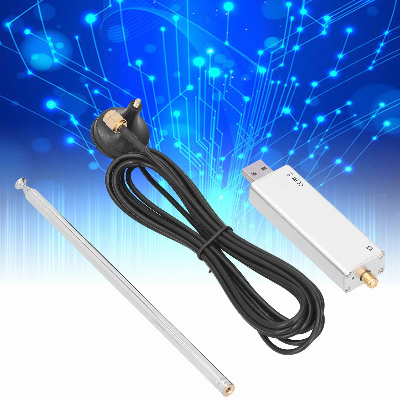 Sintonizzatore RTL‑SDR R820T2 V3 RTL2832U + Antenna Telescopica + Kit Base Antenna