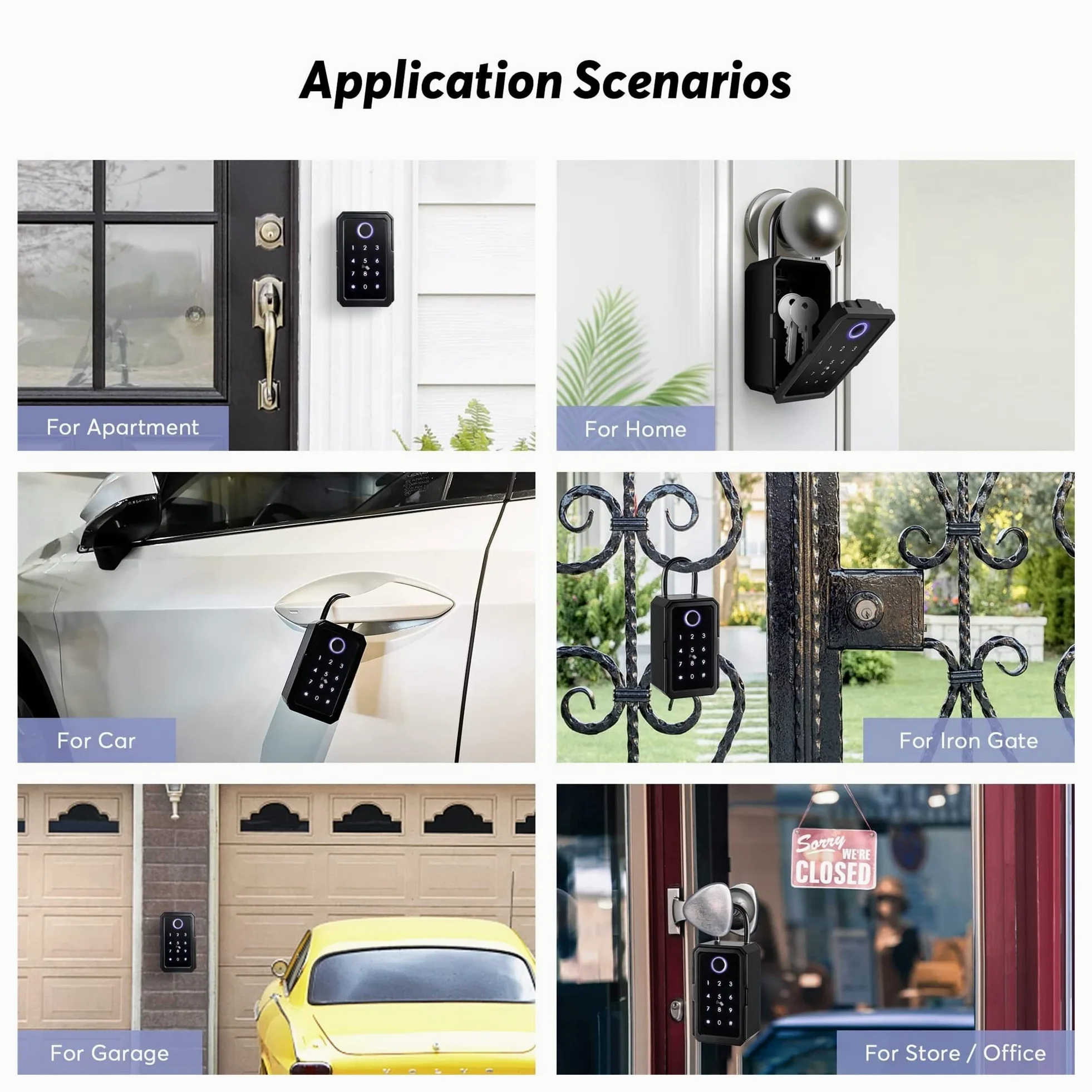 Cassaforte Piccola Sicurezza esterna impermeabile Sicurezza sicura Password di archiviazione intelligente Blocco Tuya o TTLock APP Key Box Scatola antifurto per casa, ufficio, hotel, viaggi(TUYA)