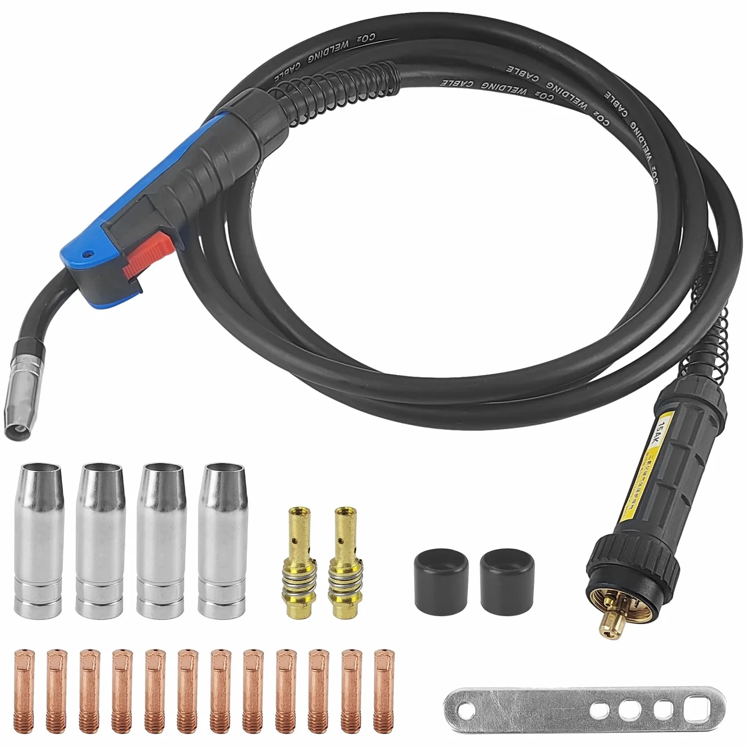 Pistola per Saldatura 15AK, Saldatrice Portatile Kit 22 Pezzi, Torcia a Filo con Connettore Euro, per Saldatore CO2