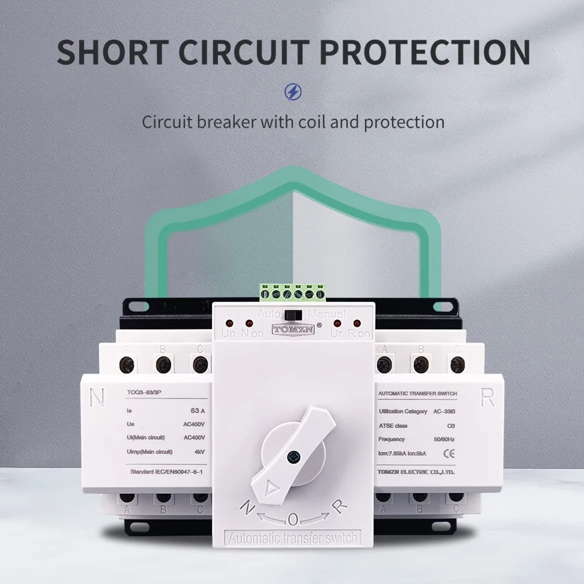 Interruttore Magnetotermico Differenziale 3P 63A 380 V 50/6 0Hz 3 Wire. MCB. Tipo Dual Power Switch di trasferimento automatico ATS